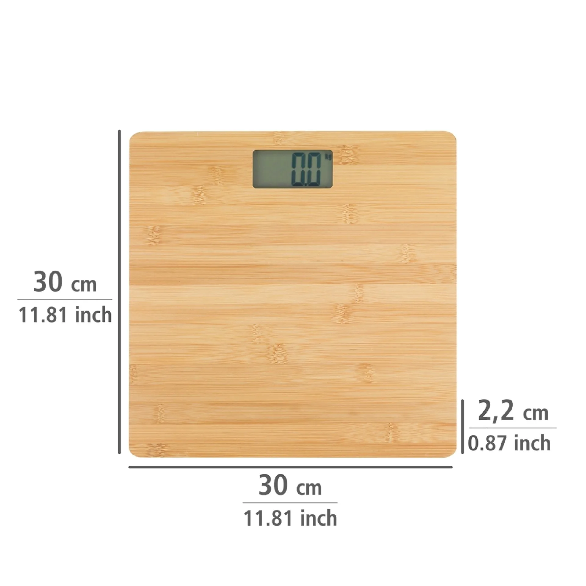 WENKO BAMBUSA Personenwaage, Braun, bis 180 kg, aus Bambus