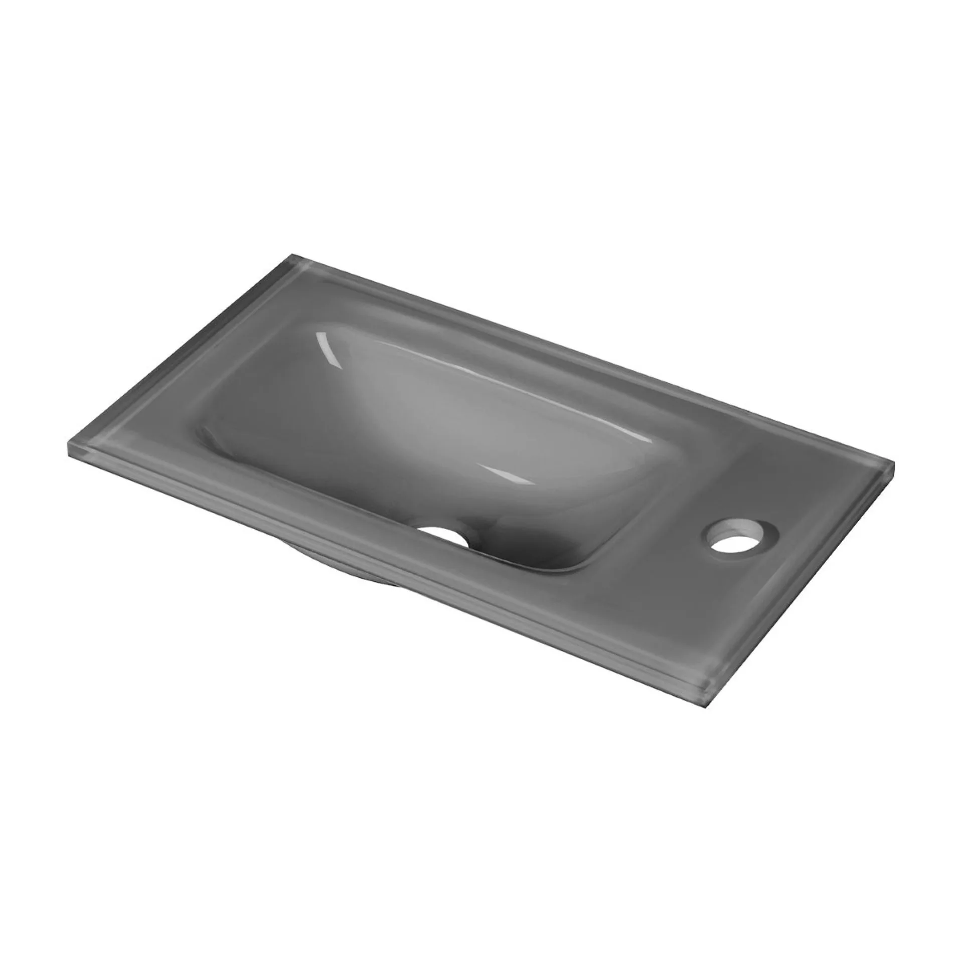 FACKELMANN SBC KARA Gäste WC Waschtisch Set 45 cm breit, Weiß, Waschbecken Glas Anthrazit, Türanschlag rechts