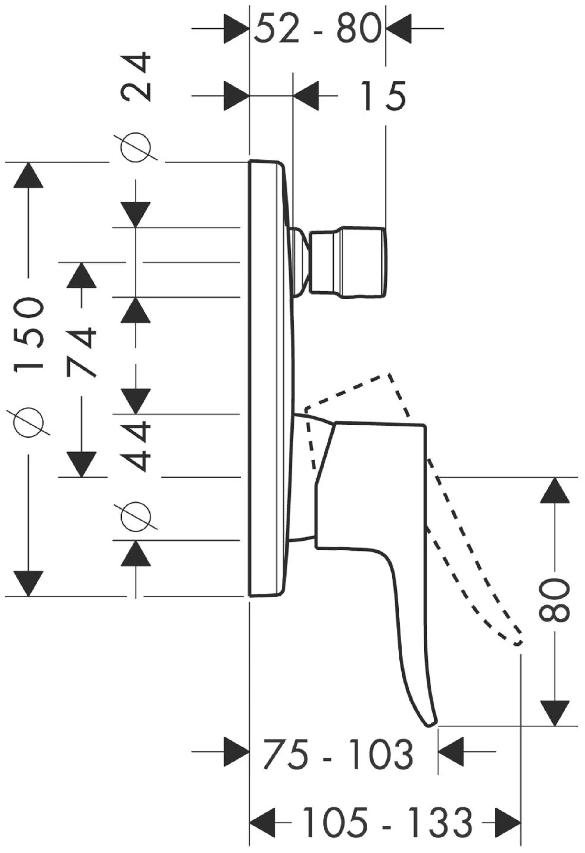 HANSGROHE METRIS Badewannenarmatur, Chrom, Unterputz, mit Sicherungskombination, rund