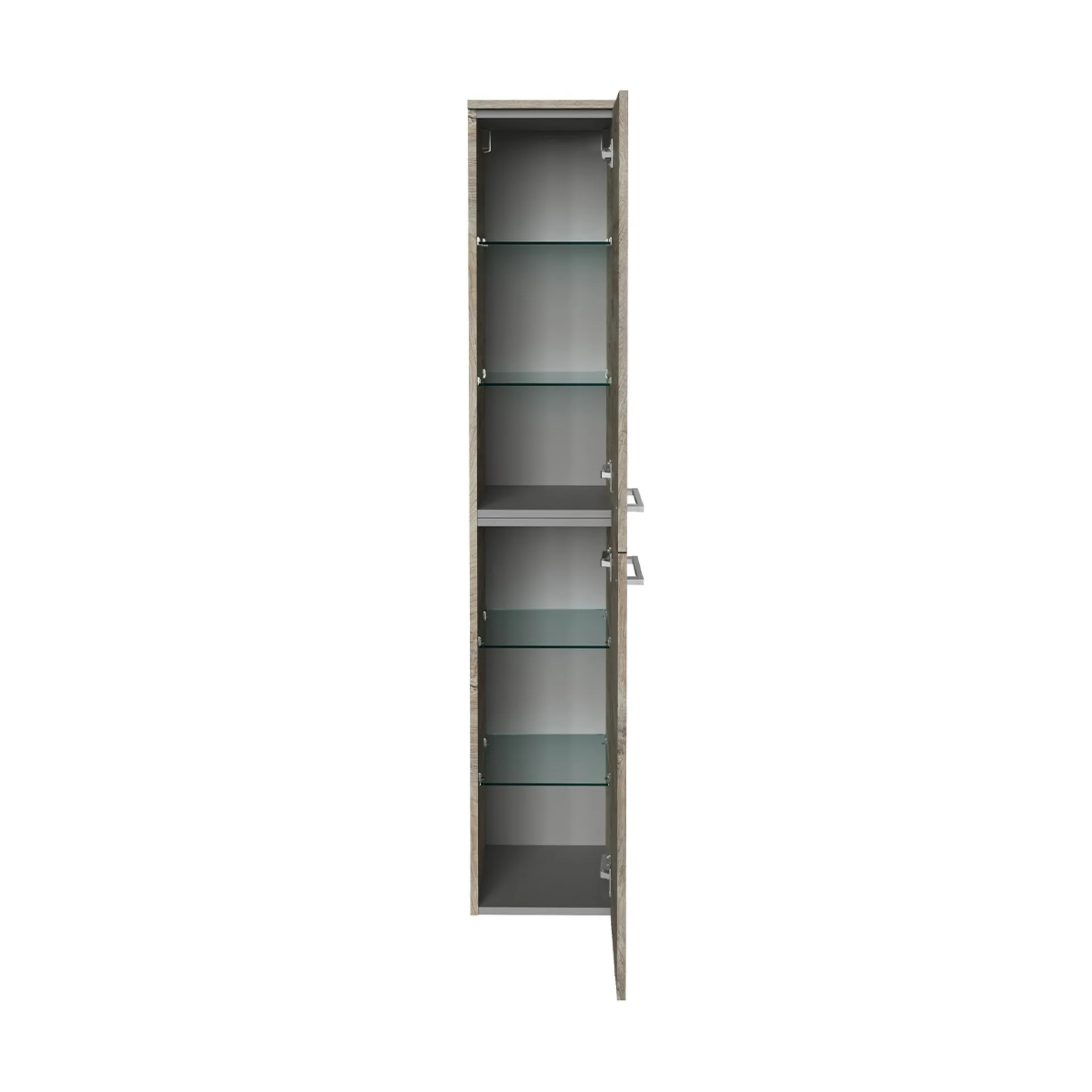 FACKELMANN B.STYLE Badmöbel Set 4-teilig 83 cm breit, Braun hell + LED Spiegel Spiegelschrank+ Hochschrank Türanschlag rechts