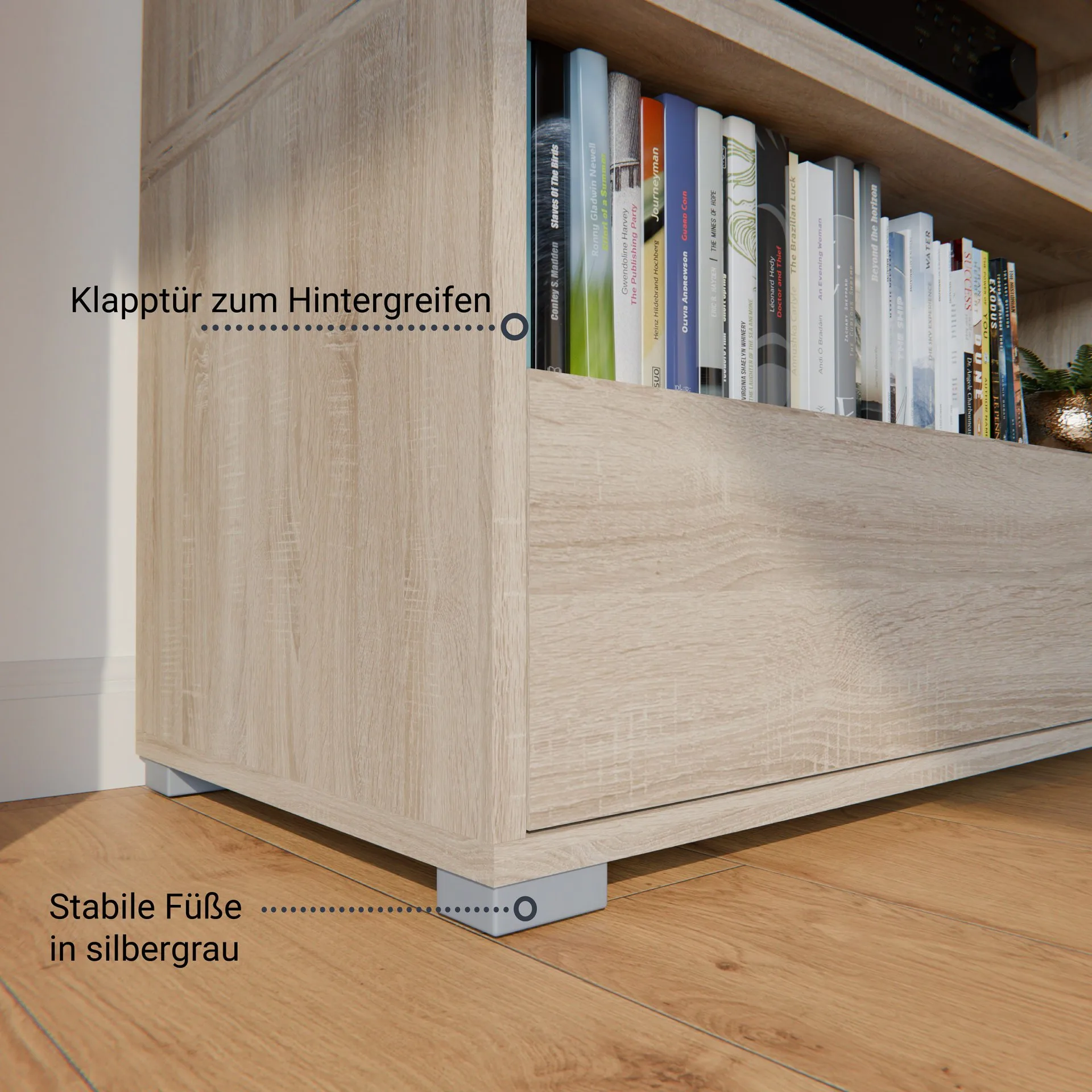 BADEDU VEER Regal 70 cm breit, Braun, 2 Fächer mit Tür