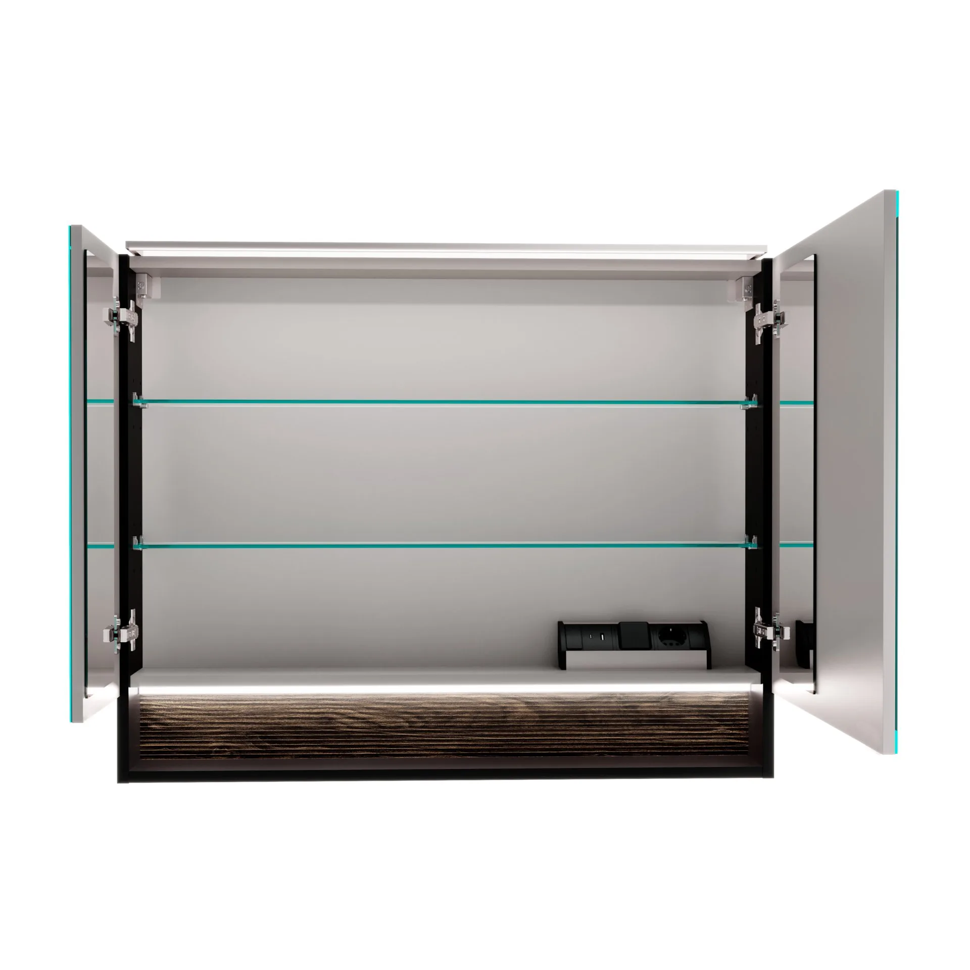 FACKELMANN B.PARIS LED Spiegelschrank 90 cm breit, Braun Dunkel/Schwarz