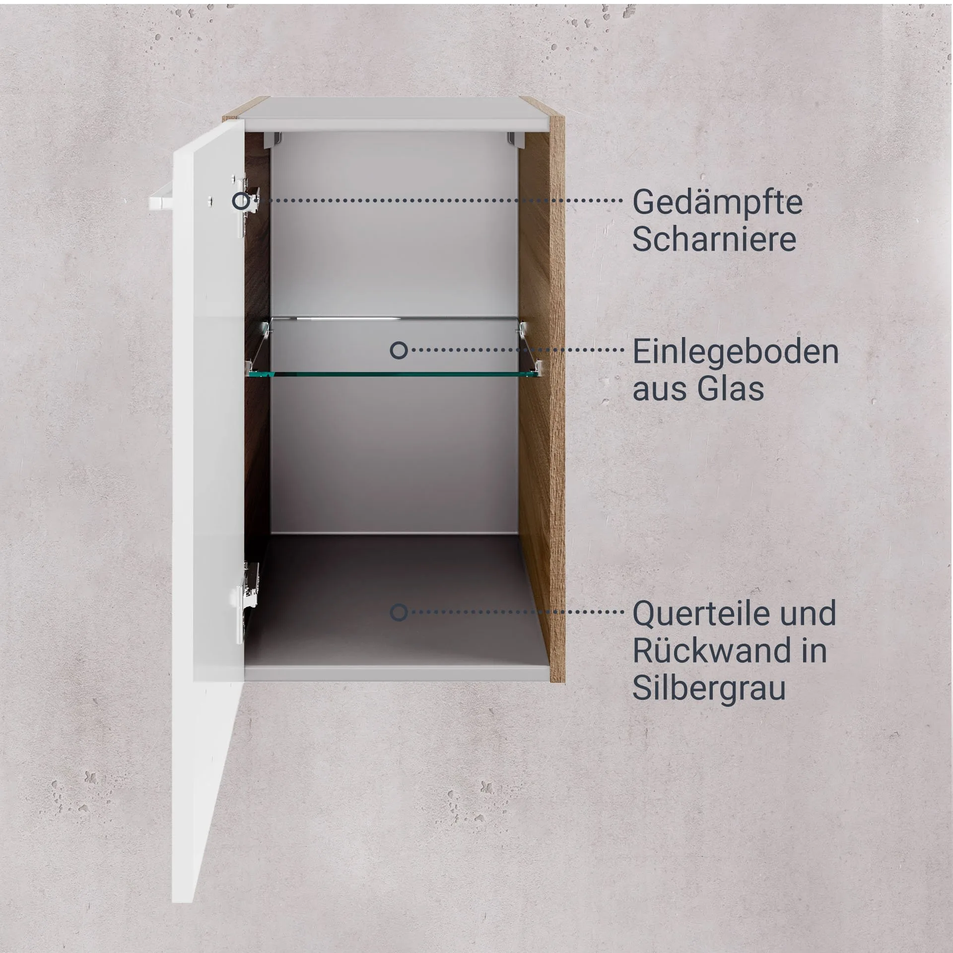 FACKELMANN VERONA Unterschrank 35 cm breit, Weiß Hochglanz, Türanschlag links