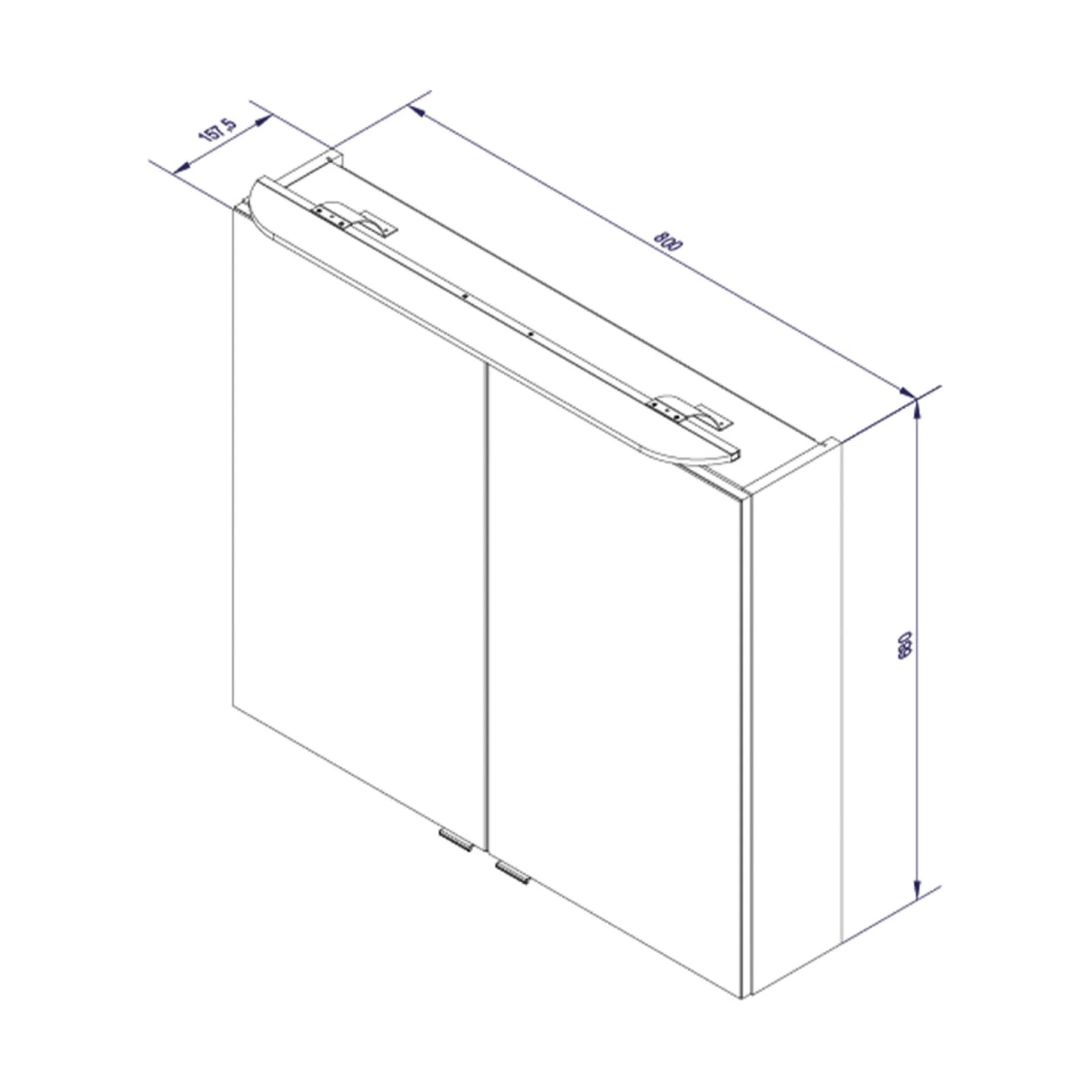 FACKELMANN LUXOR LED Spiegelschrank 80 cm breit, Braun hell + Aufsatzleuchte
