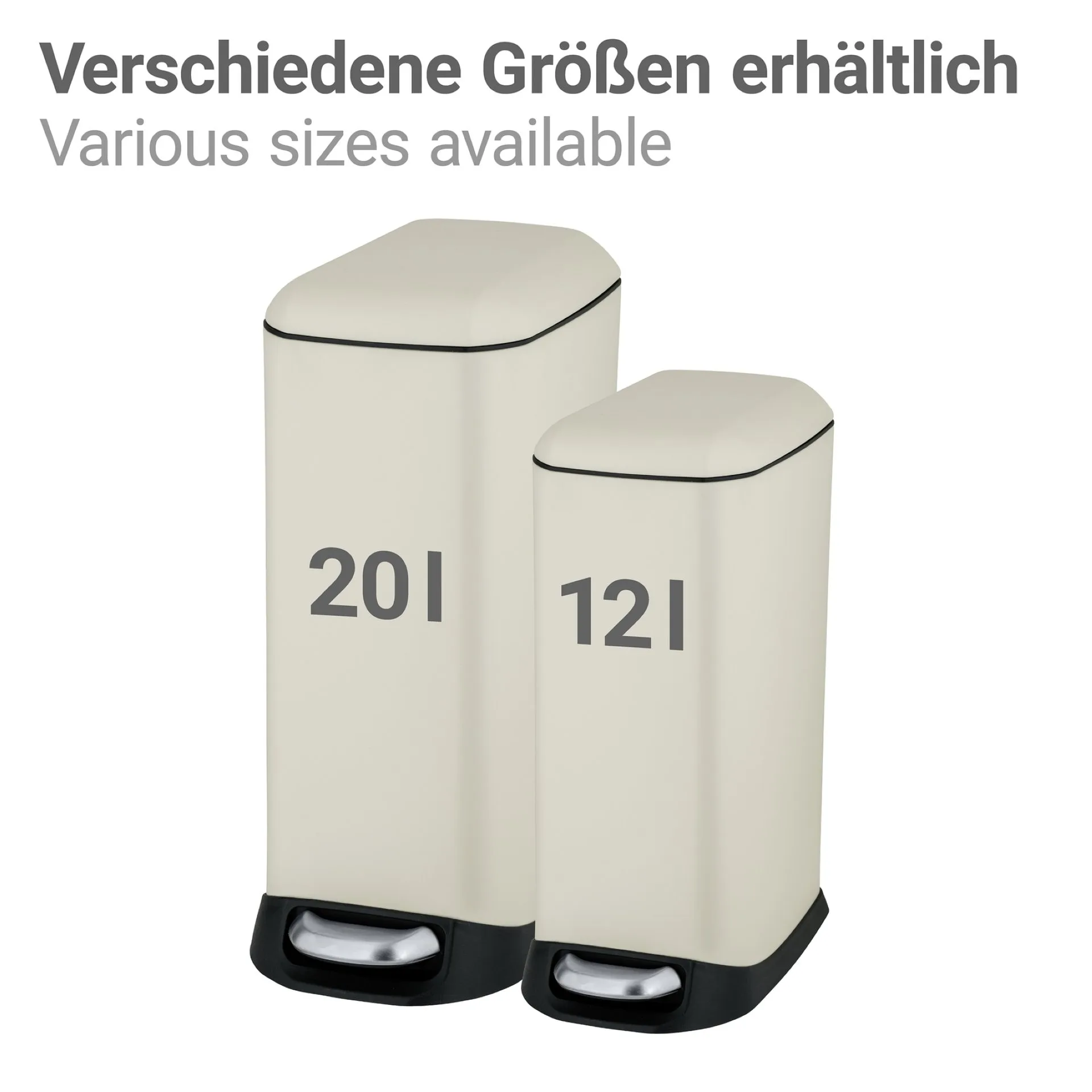 WENKO DESIGN Mülleimer 12 Liter, Beige, mit Absenkautomatik