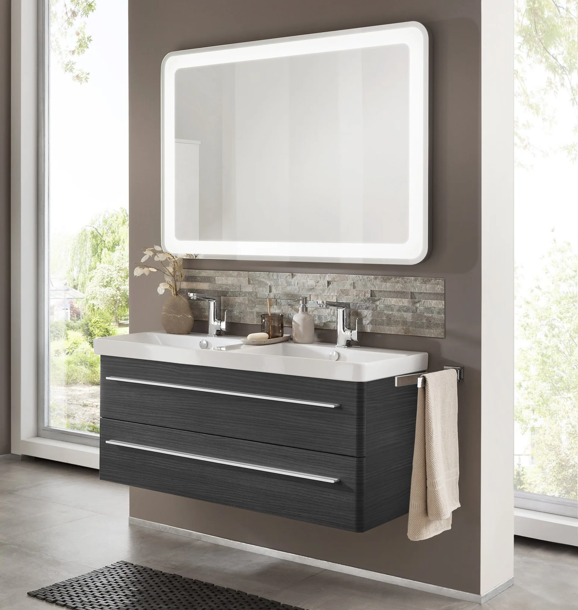 LANZET K8 Waschtischunterschrank 116 cm Schwarz