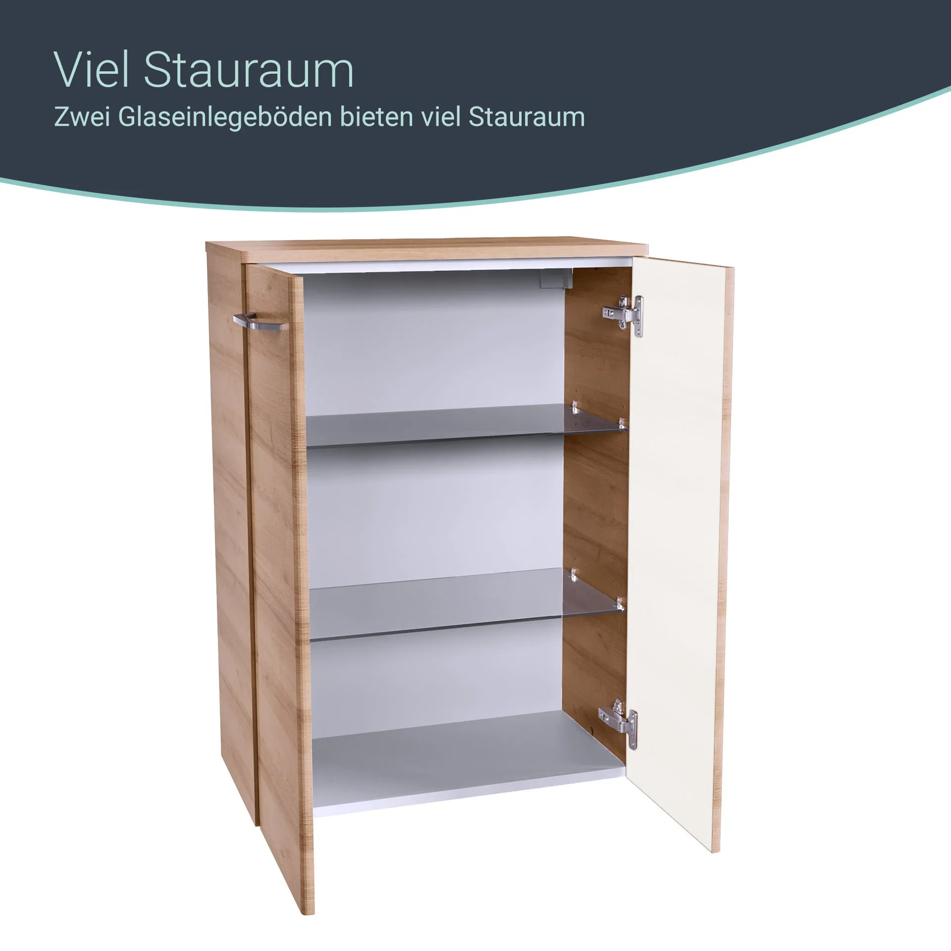 FACKELMANN MILANO Doppel Midischrank 60 cm breit, Braun hell