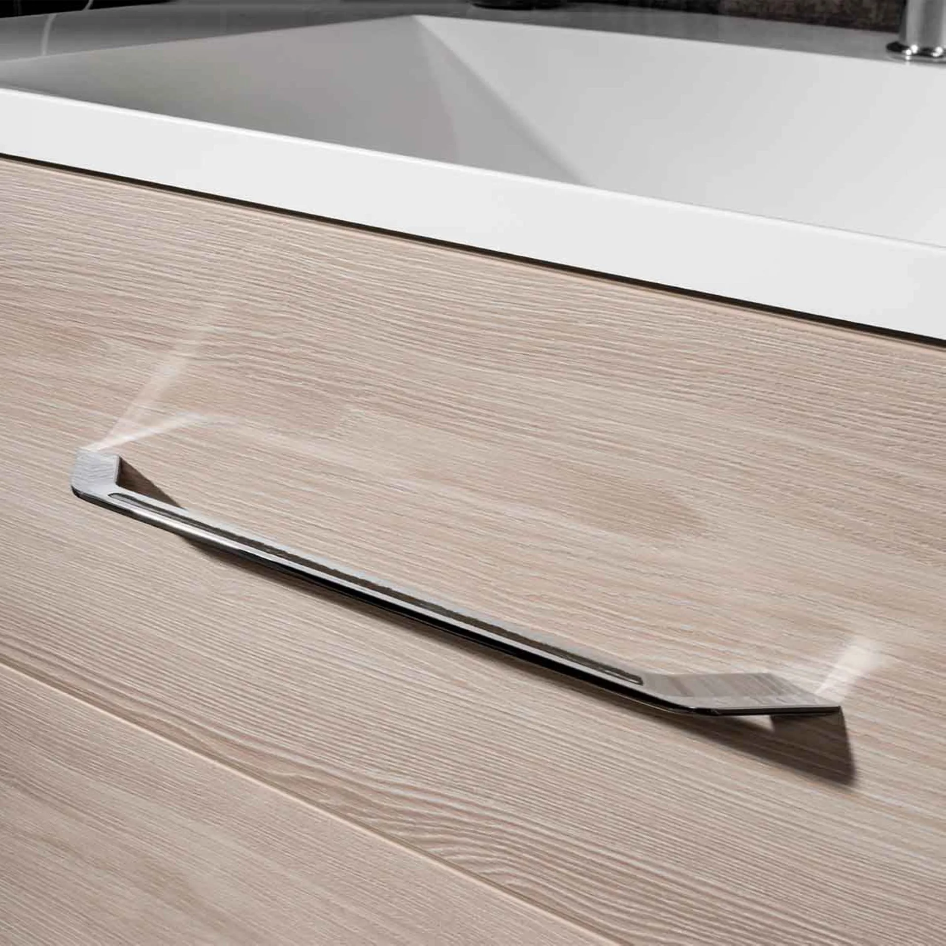 FACKELMANN B.CLEVER Waschtisch Set mit Spiegelschrank 60 cm breit, Braun hell, Waschbecken Gussmarmor Weiß