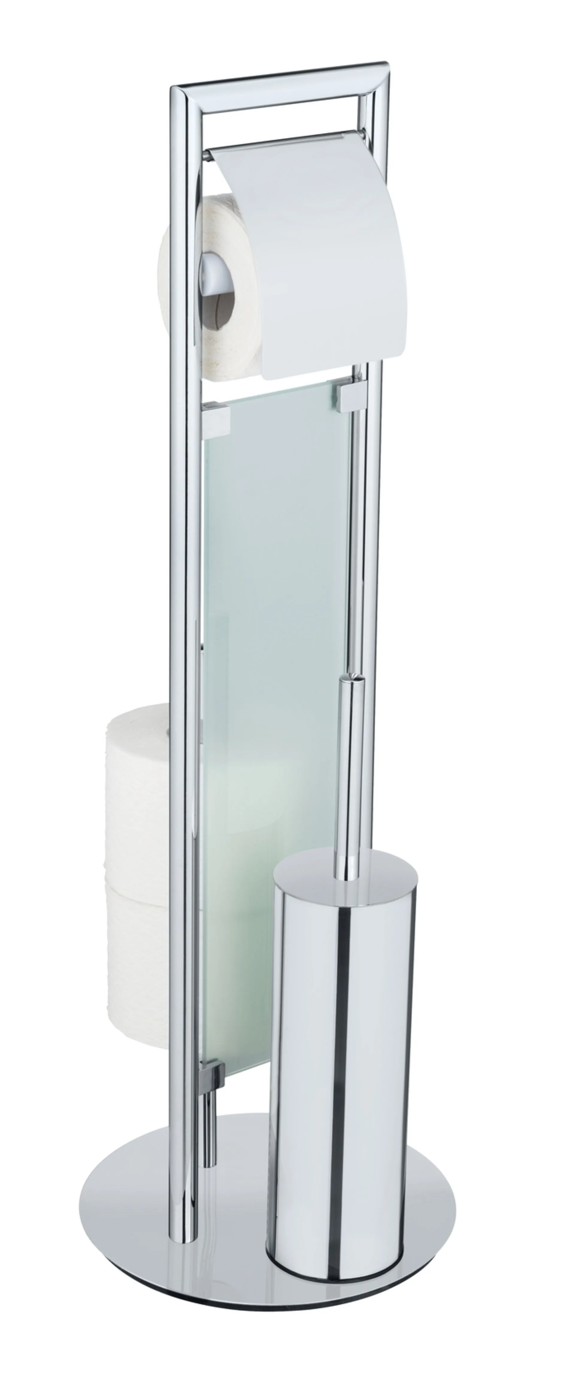 WENKO SULMONA WC-Garnitur, Silber, mit Toilettenpapierhalter und Bevorrater, Edelstahl, stehend