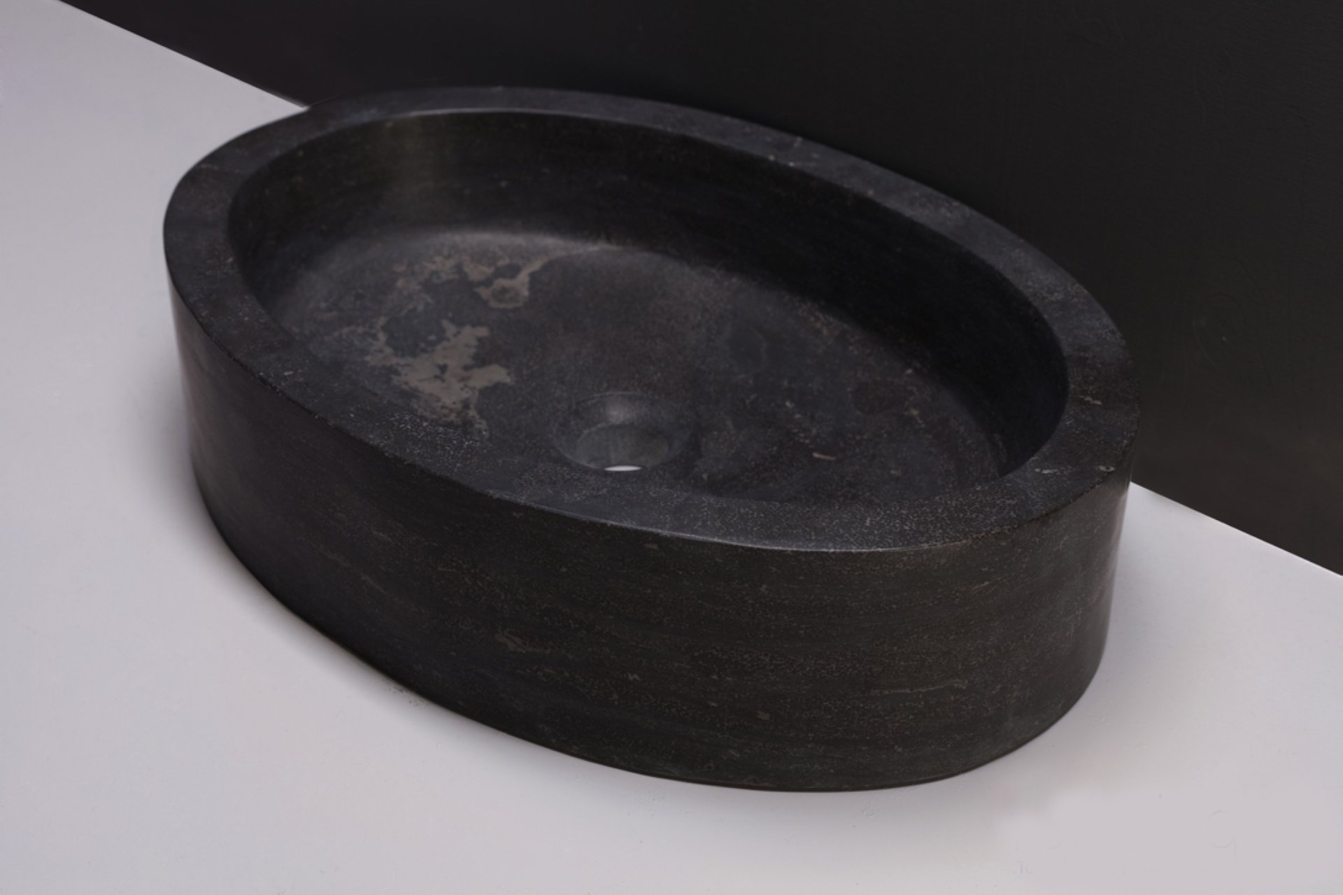 Waschbecken Naturstein FIRENZE (50 cm) Bluestone, ohne Hahnloch, 100017