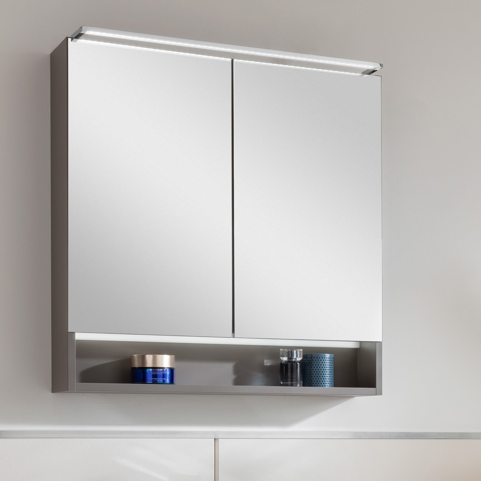 Fackelmann B.PARIS LED-Spiegelschrank 70 cm breit, Grau
