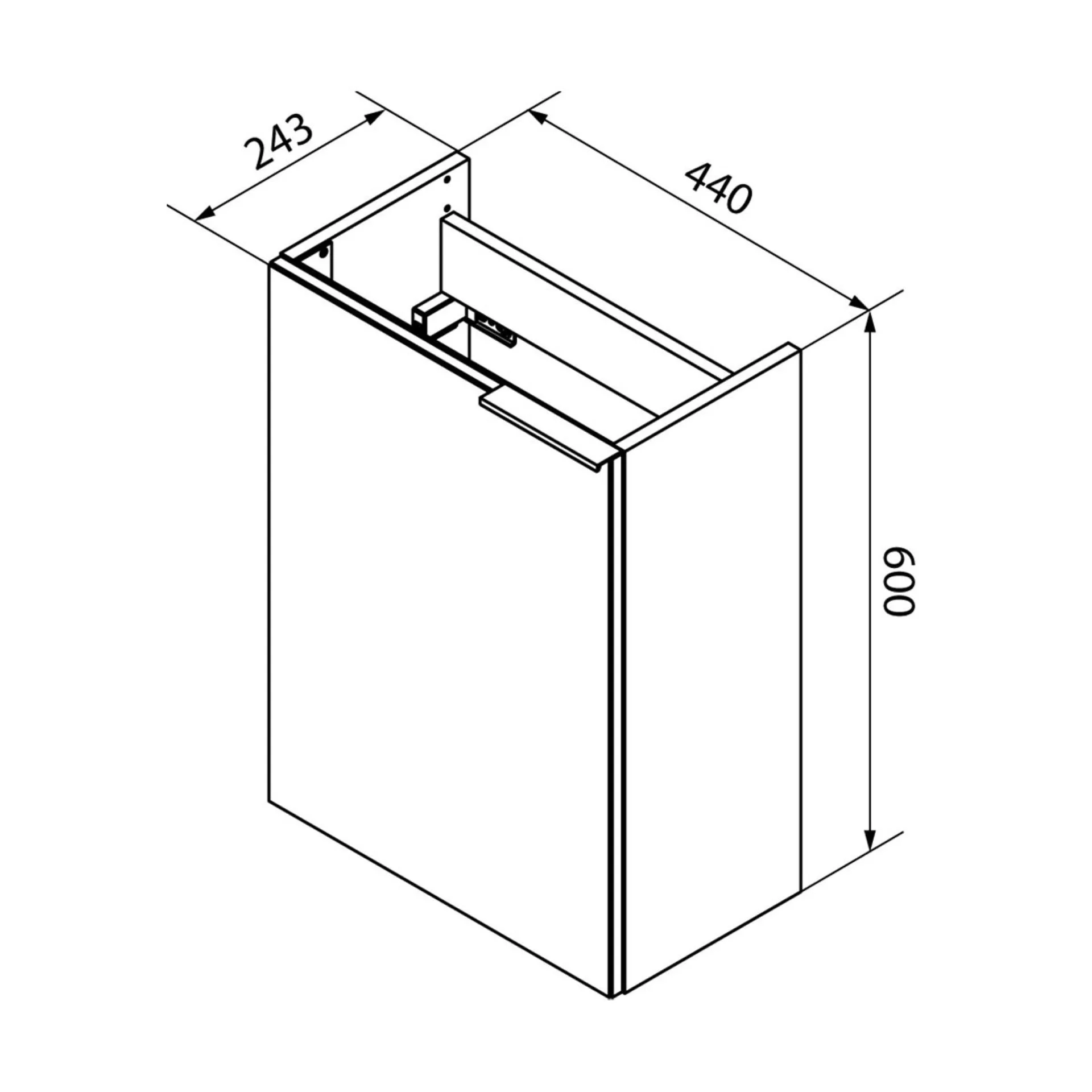 FACKELMANN SBC KARA Waschbeckenunterschrank Gäste WC 45 cm breit, Weiß, Türanschlag links