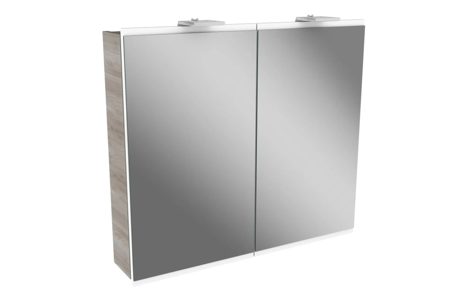 FACKELMANN LIMA LED Spiegelschrank 80 cm breit, Weiß/Braun