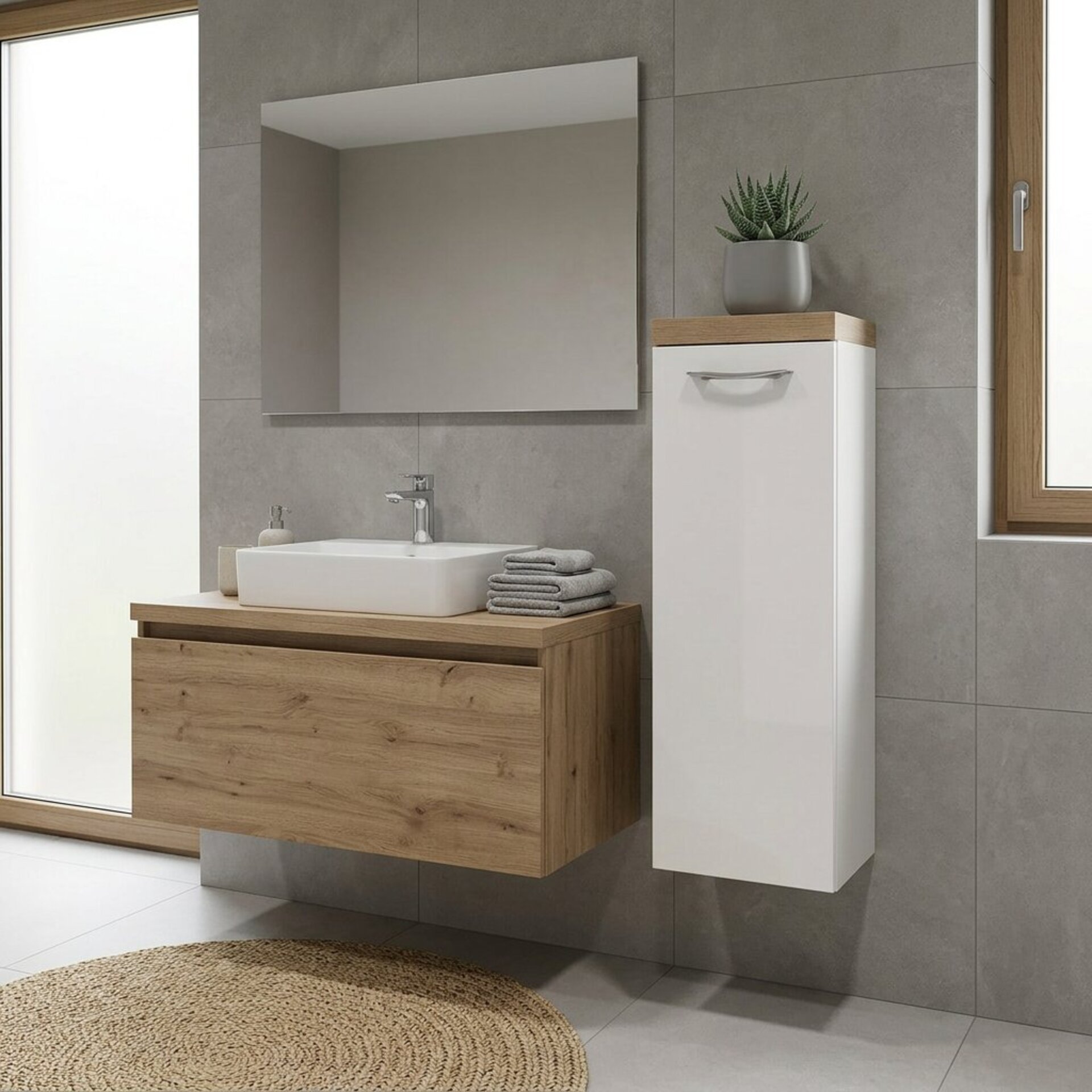 BADEDU OKA Midischrank 33 cm breit, Weiß