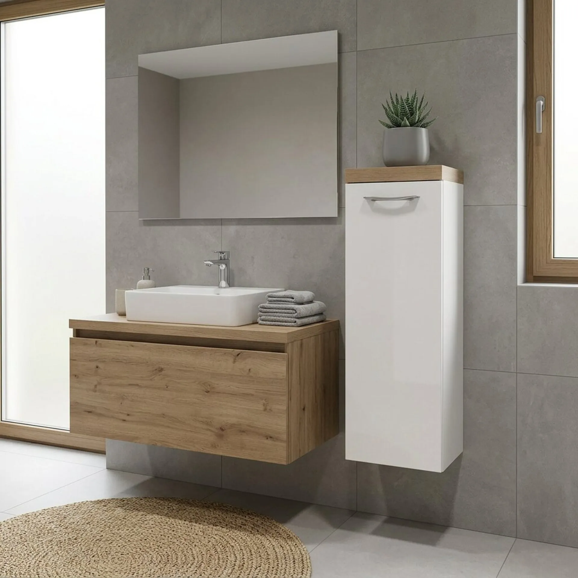 BADEDU OKA Midischrank 33 cm breit, Weiß