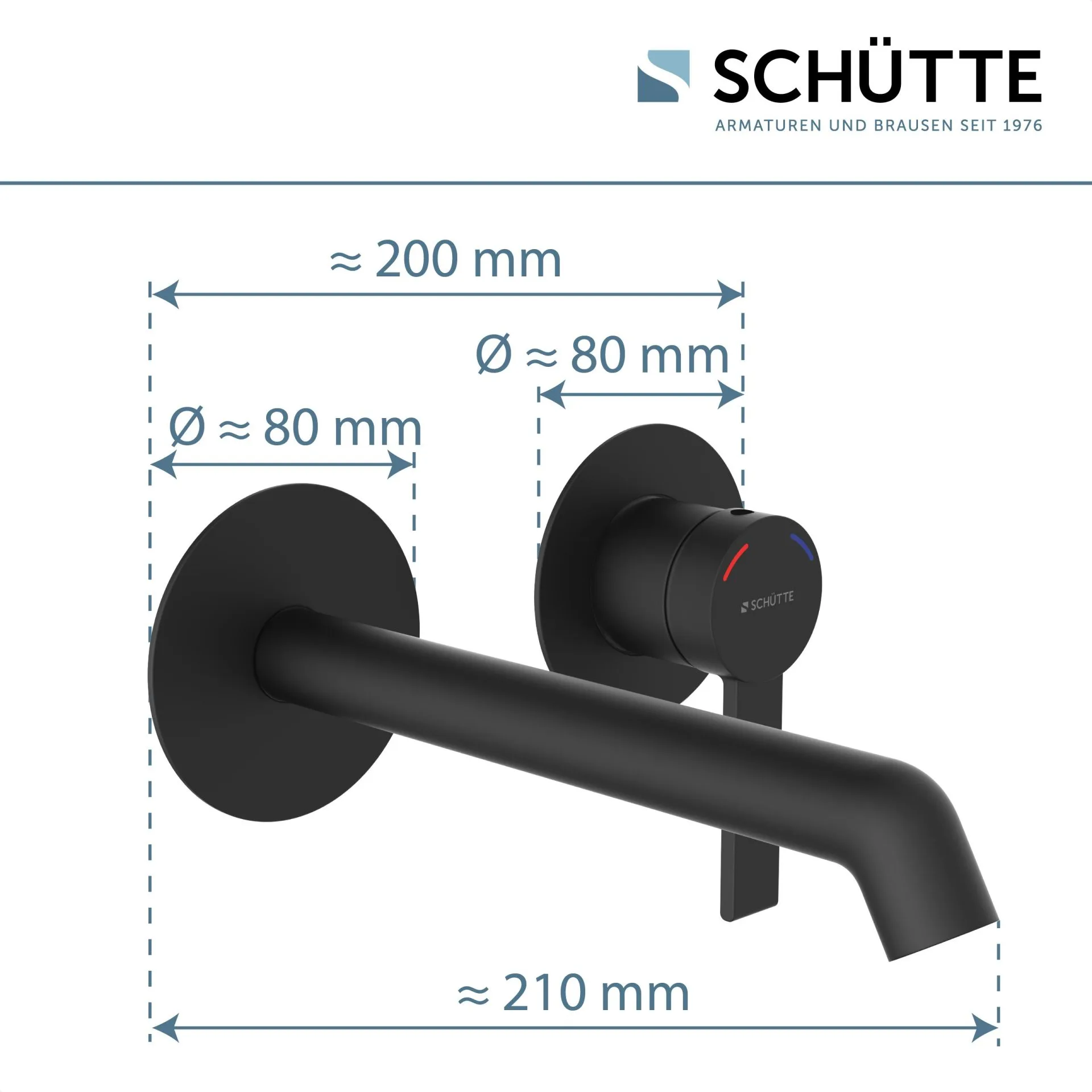 SCHÜTTE LOS ANGELES Waschtischarmatur, Schwarz matt, für Wandmontage