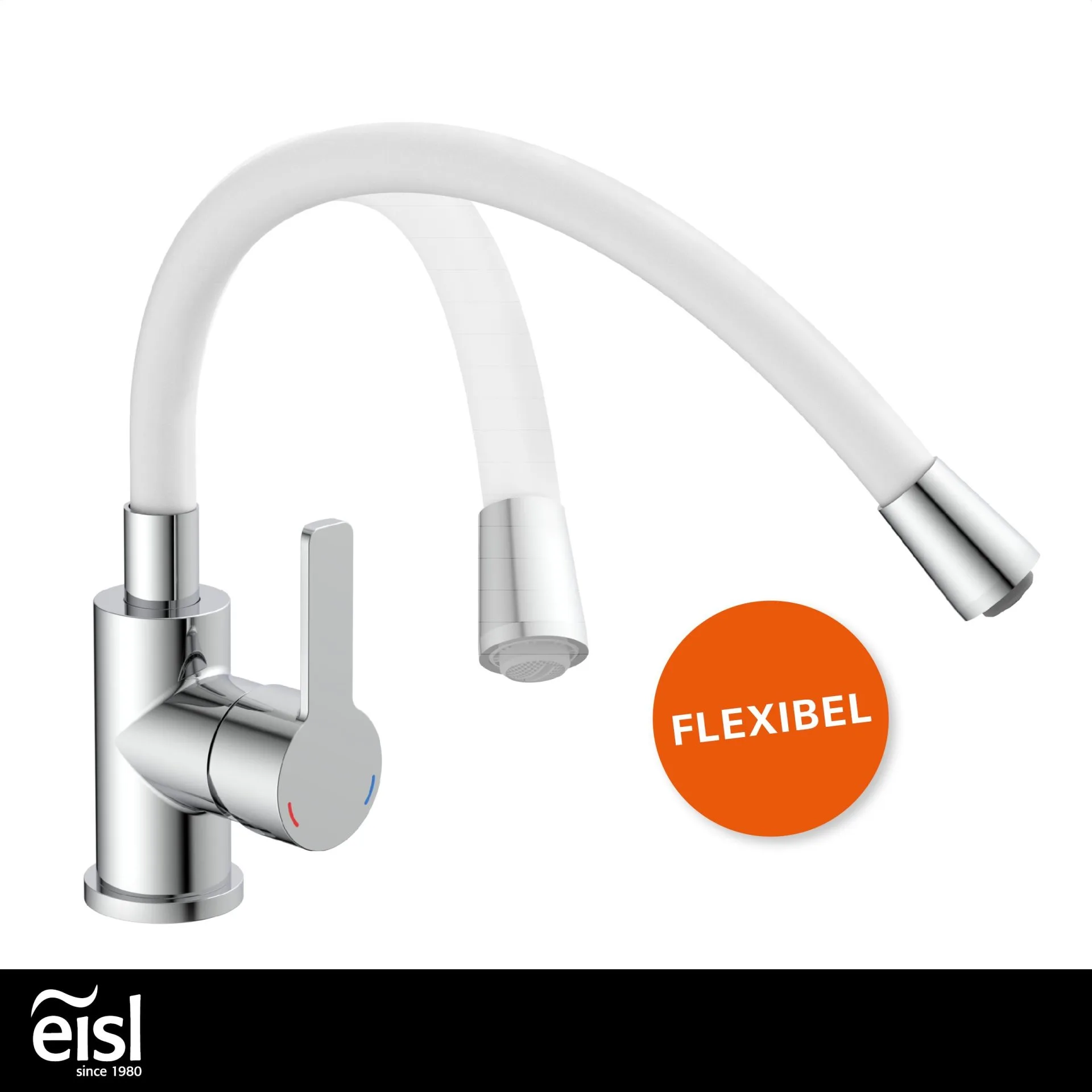EISL FLEXO Waschtischarmatur, Chrom/Weiß, mit flexiblem Auslauf