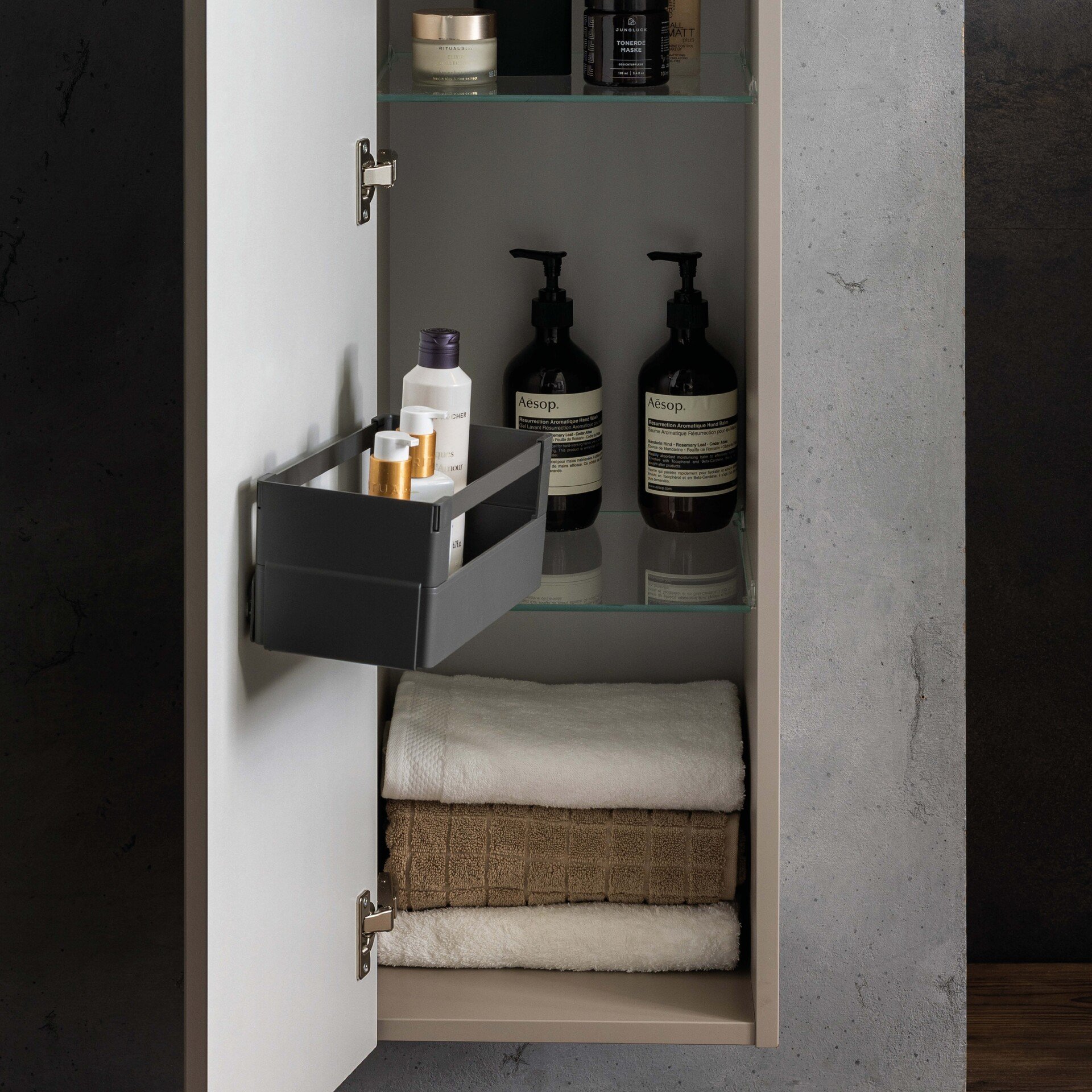 FACKELMANN Aufbewahrungsbox 23 cm breit, Anthrazit, für Waschbeckenunterschrank