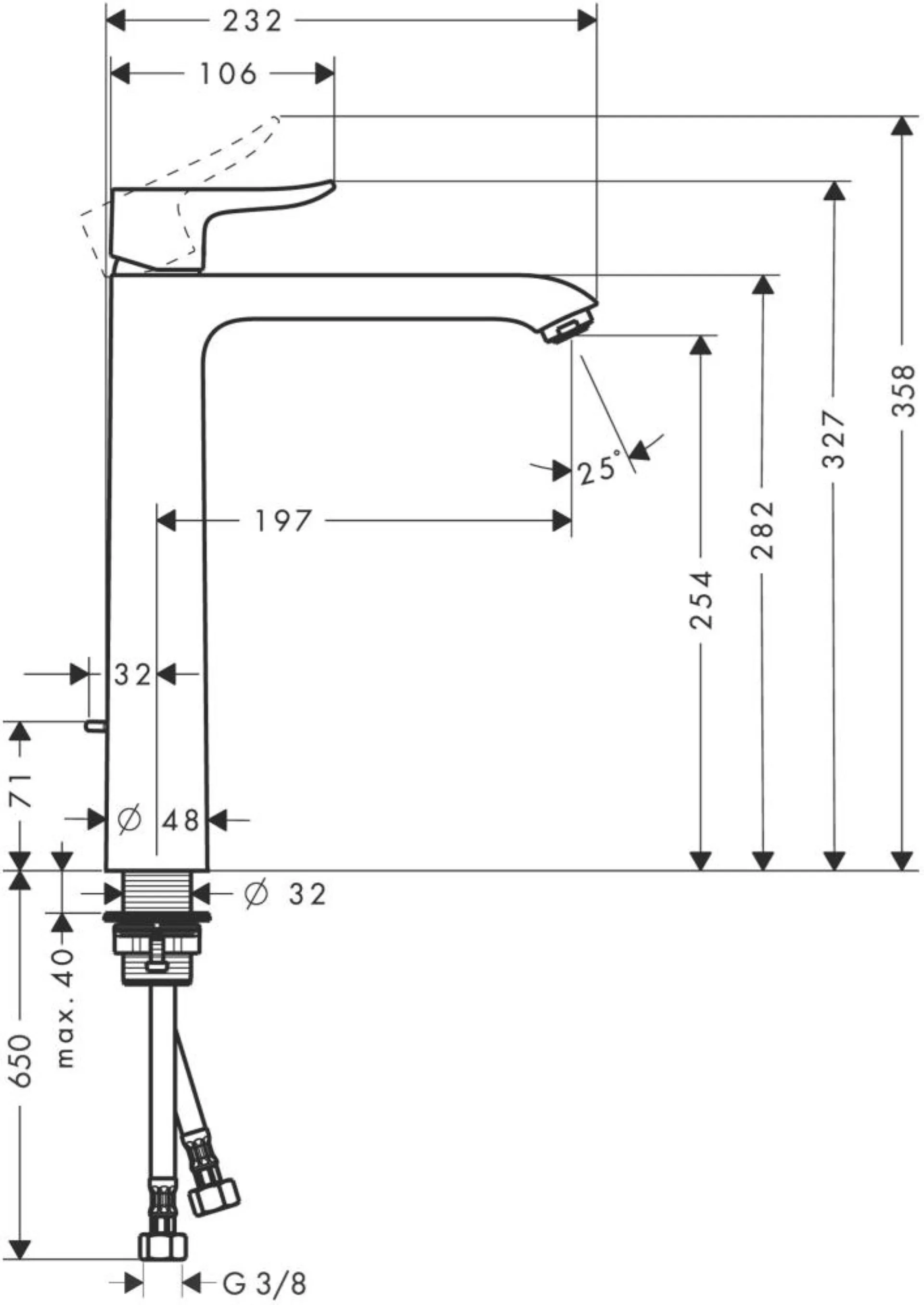 HANSGROHE METRIS 260 Waschtischarmatur, Chrom, mit Ablaufgarnitur
