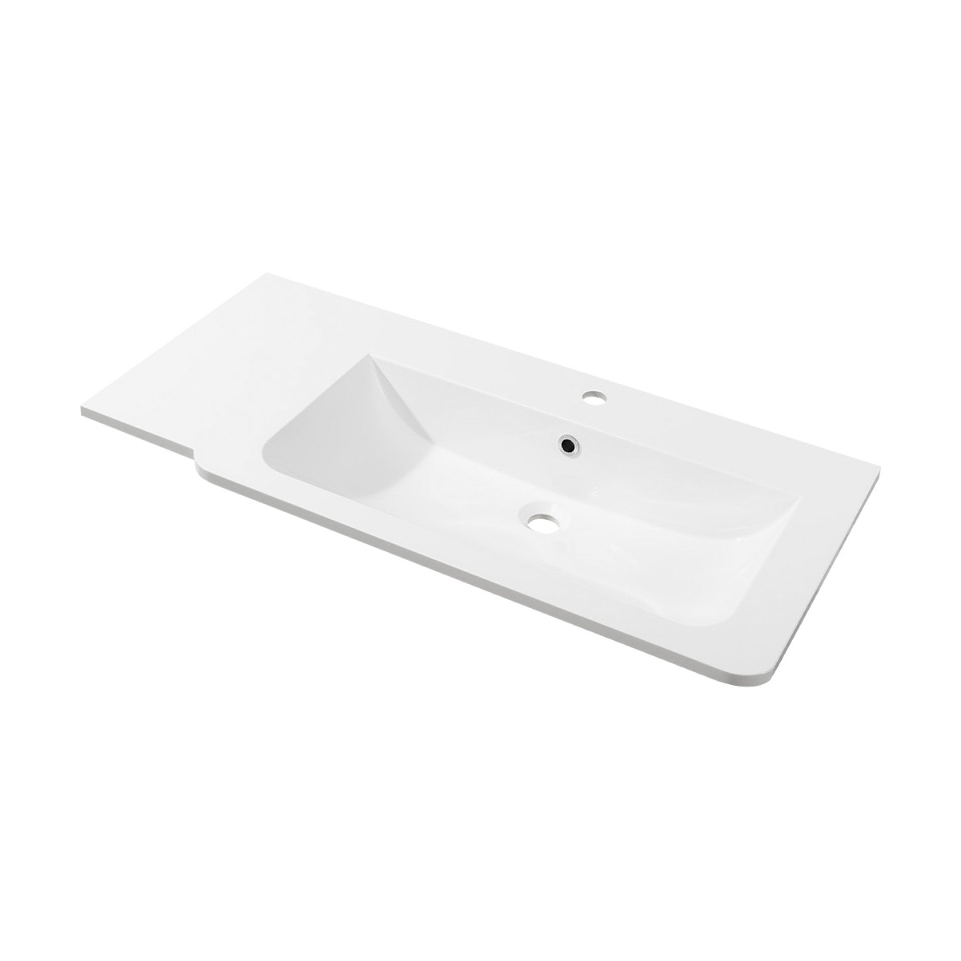 Fackelmann LUXOR Waschbecken 100 cm aus Gussmarmor, rechts, Weiß