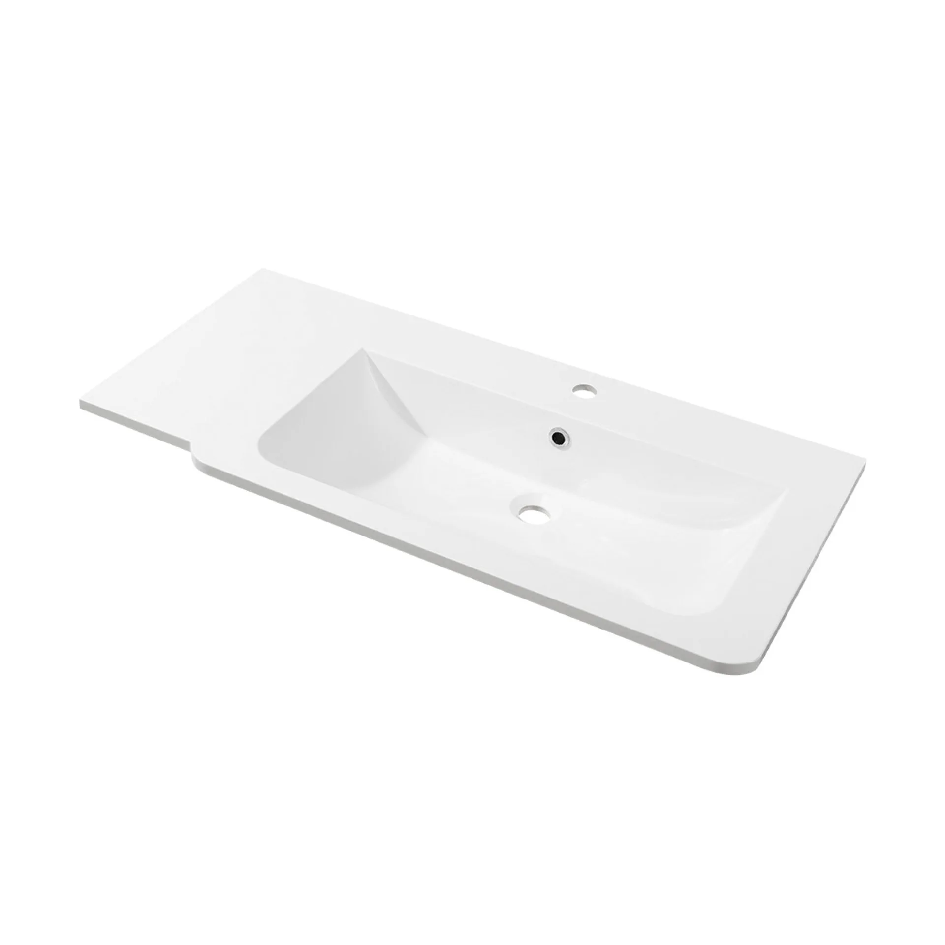 FACKELMANN LUXOR Waschbecken 100 cm breit, Weiß, Gussmarmor, Ablage links