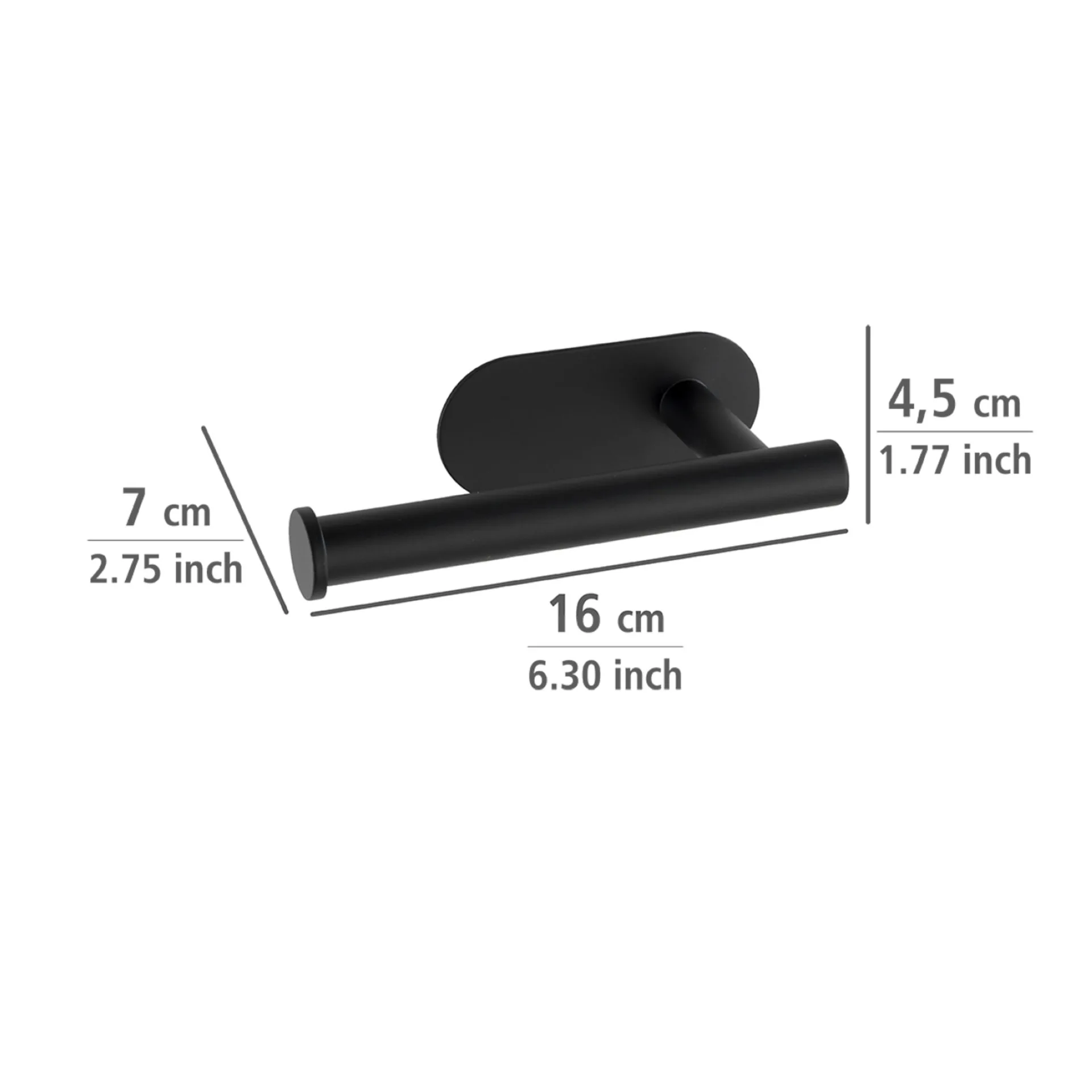 WENKO OREA Toilettenpapierhalter, Schwarz matt, Befestigen ohne Bohren