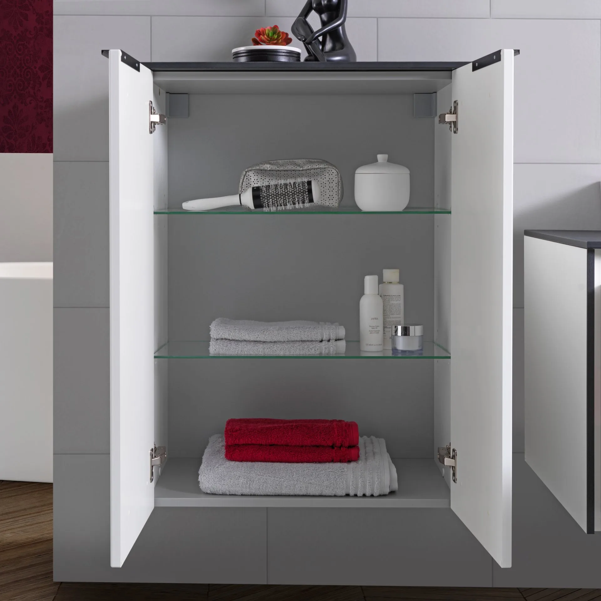 FACKELMANN FLAIR Doppel Midischrank 63 cm breit, Weiß/Anthrazit
