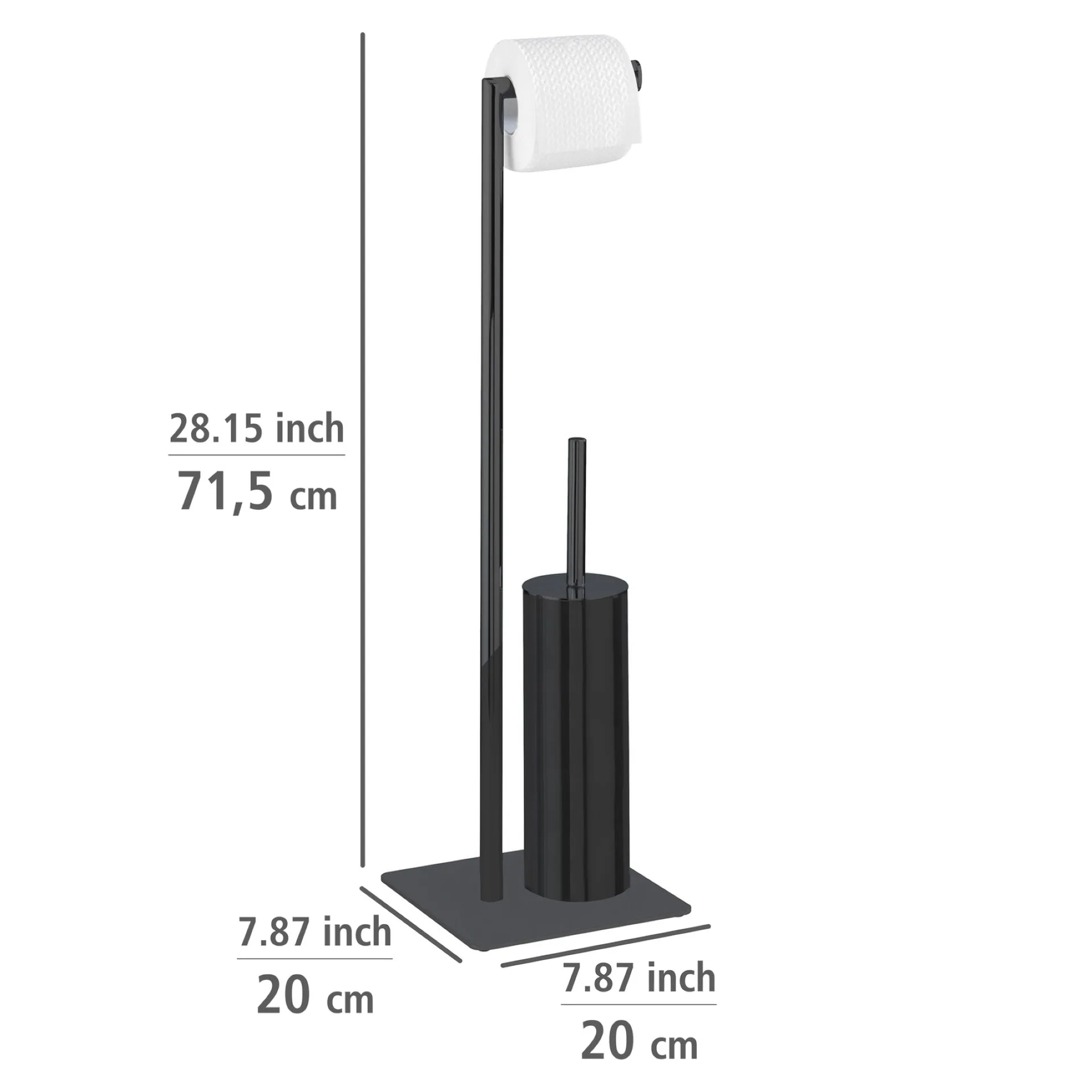 WENKO RECCO WC-Garnitur, Schwarz, Edelstahl, mit Toilettenpapierhalter, stehend
