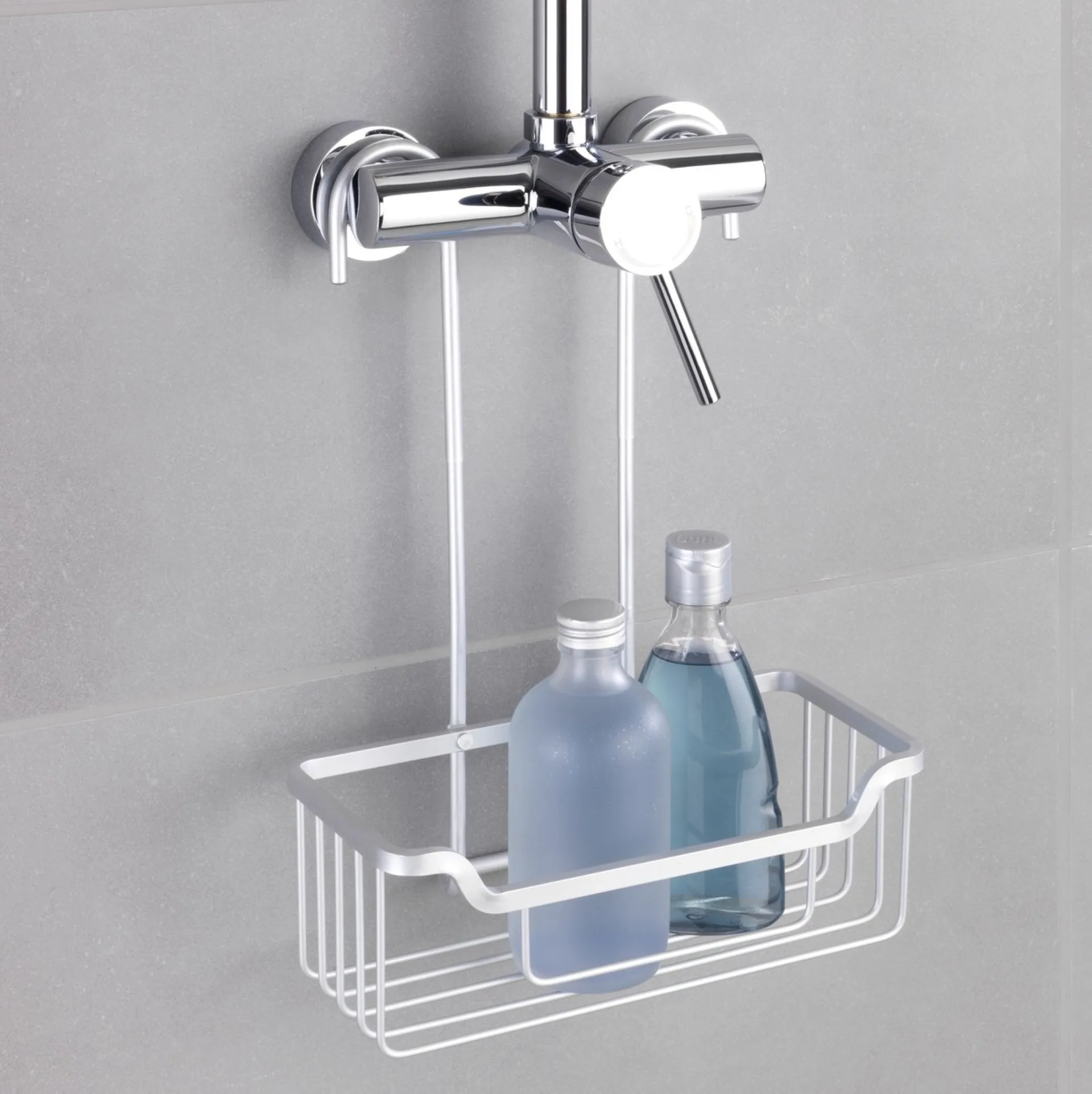 WENKO MILO Duschablage, Silber, Aluminium, zum Einhängen