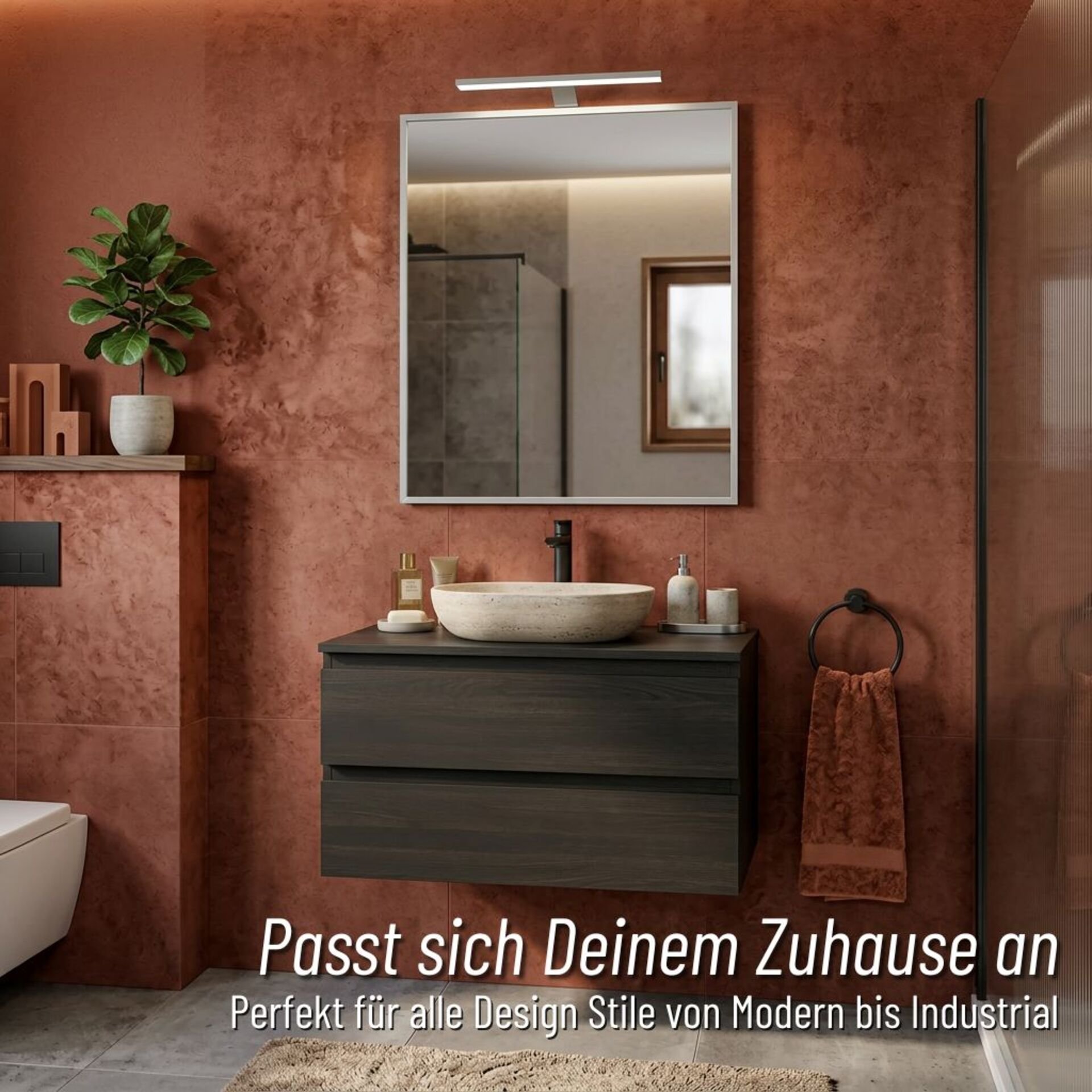 BADEDU OKA Spiegel 60 cm breit mit Aluminiumrahmen