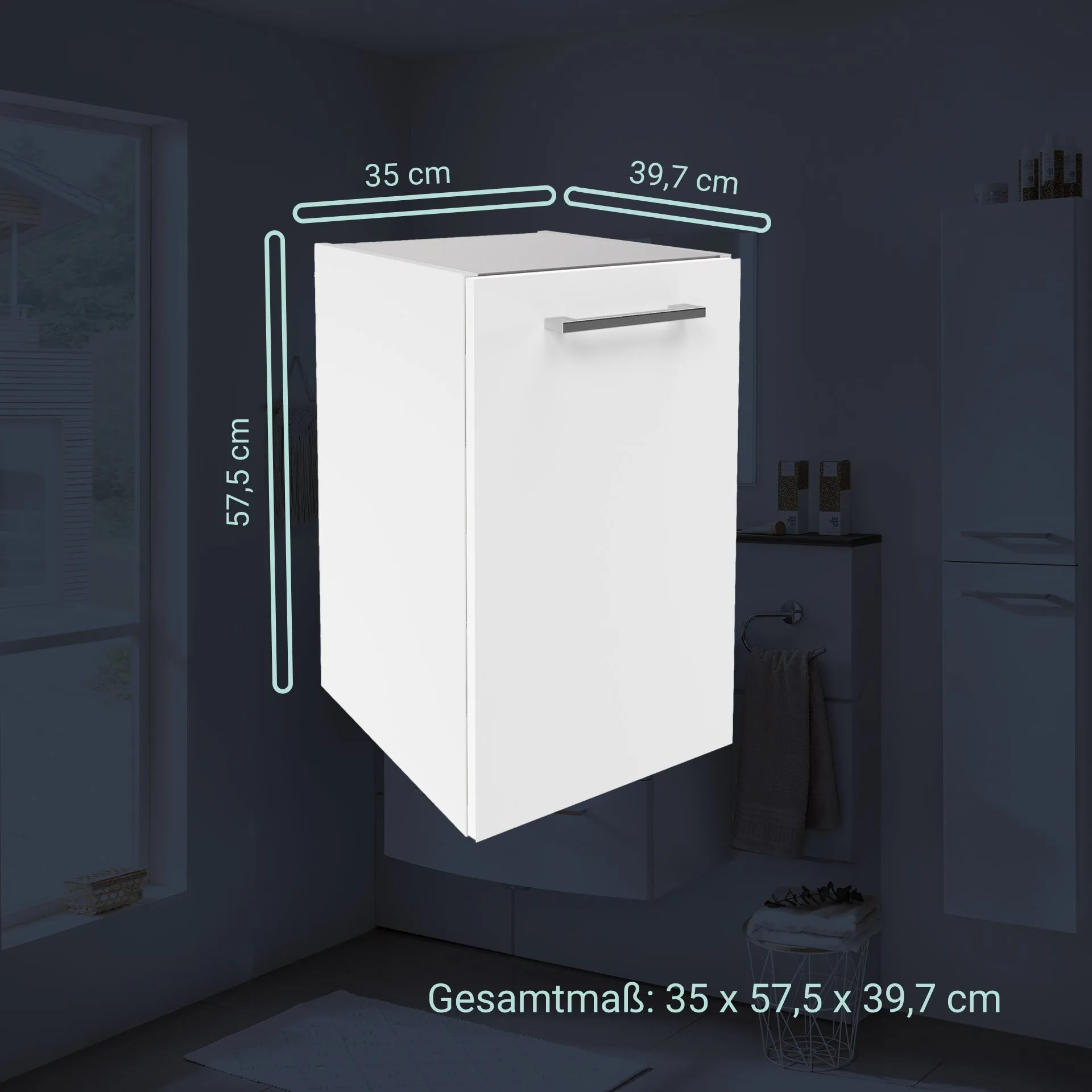 FACKELMANN VERONA Unterschrank 35 cm breit, Weiß Hochglanz, Türanschlag rechts