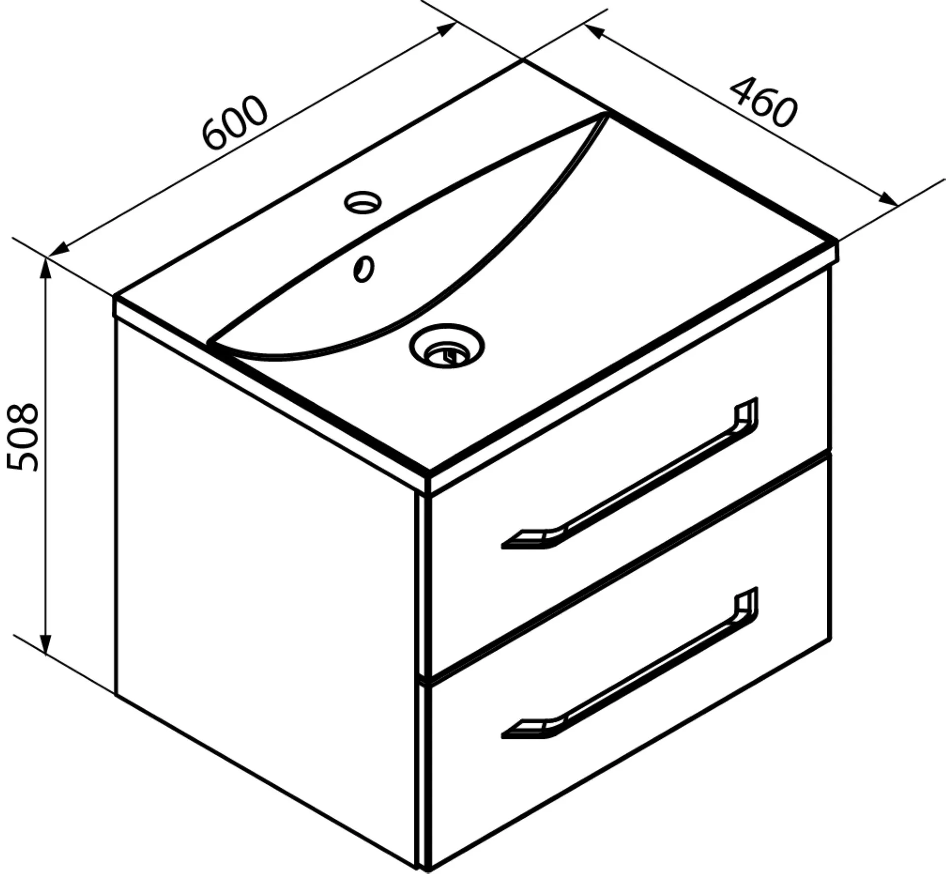 FACKELMANN B.CLEVER Waschbecken mit Unterschrank 60 cm breit, Weiß, Waschbecken Gussmarmor Weiß