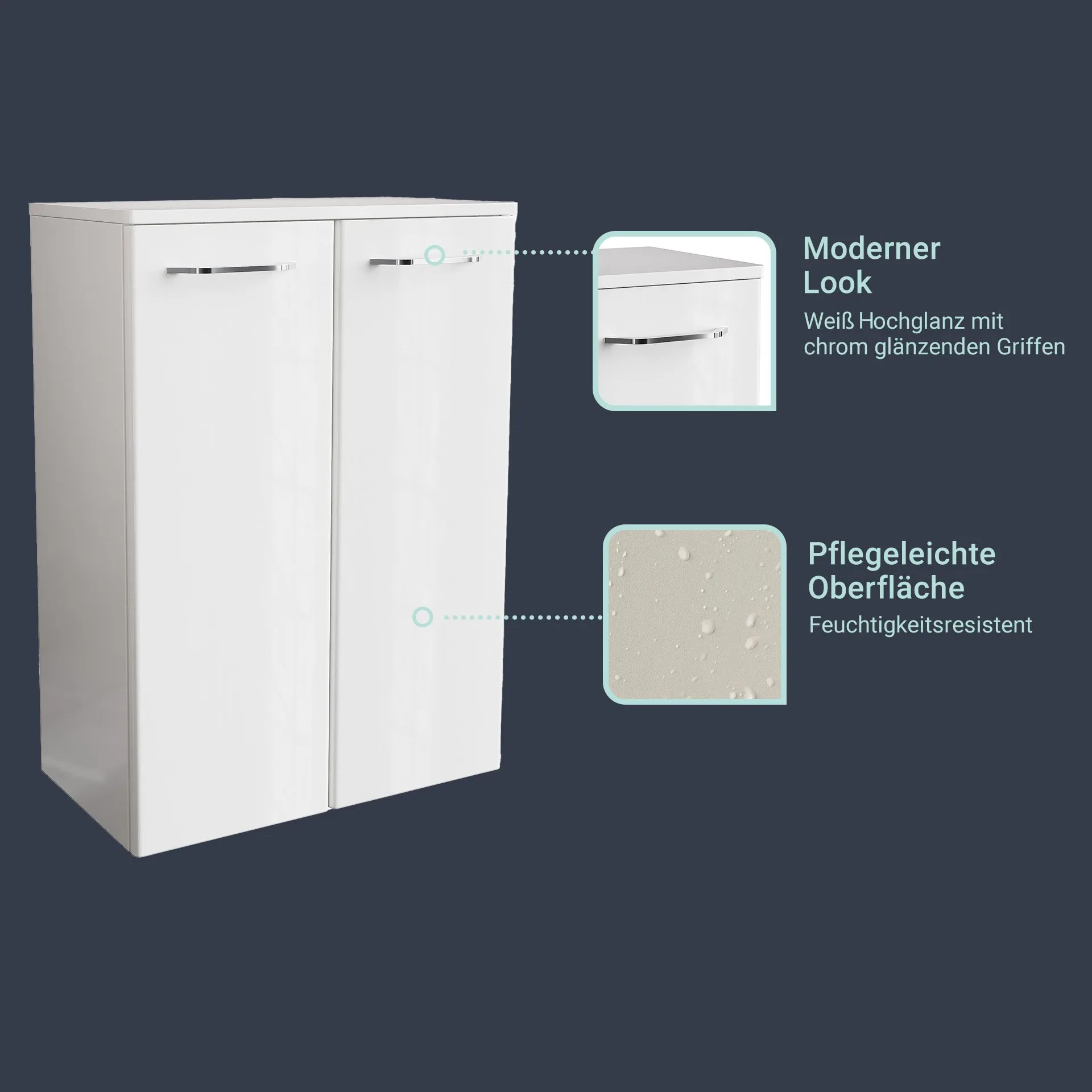 FACKELMANN MILANO Doppel Midischrank 30 cm breit, Weiß