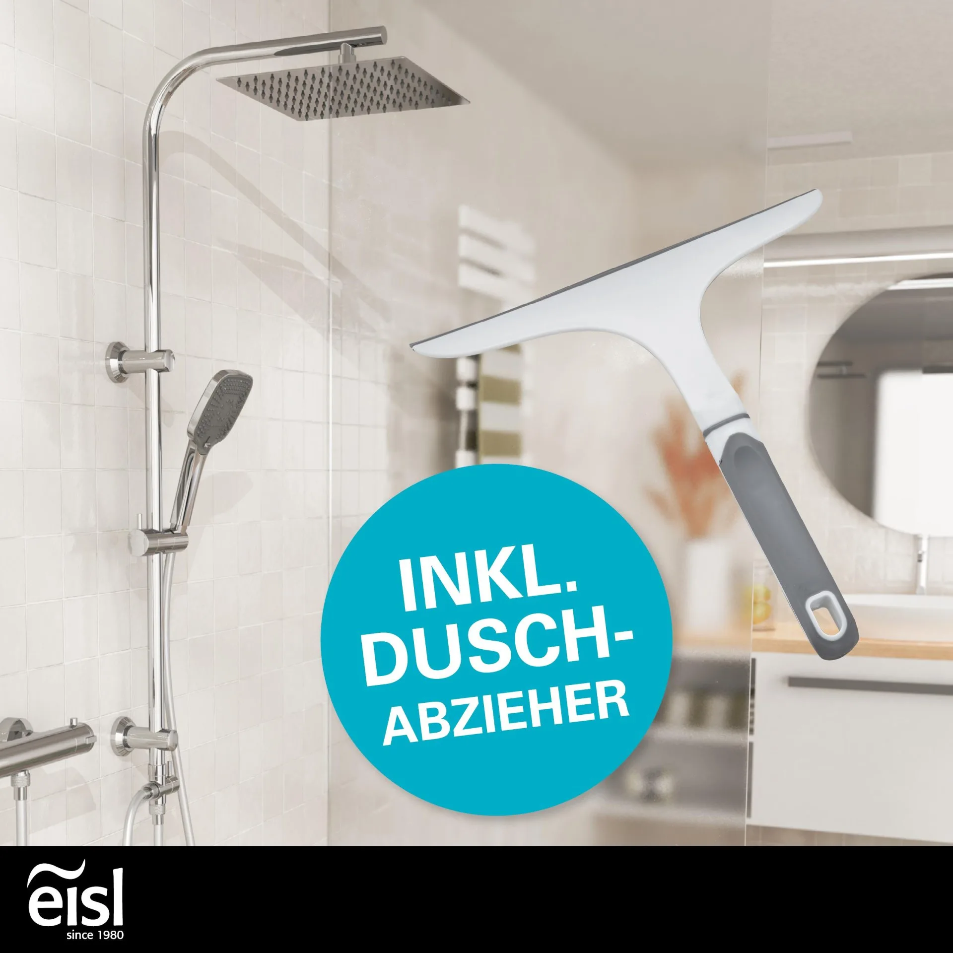 EISL EASY DELUXE Überkopf-Brauseset, Chrom, inklusive Duschabzieher