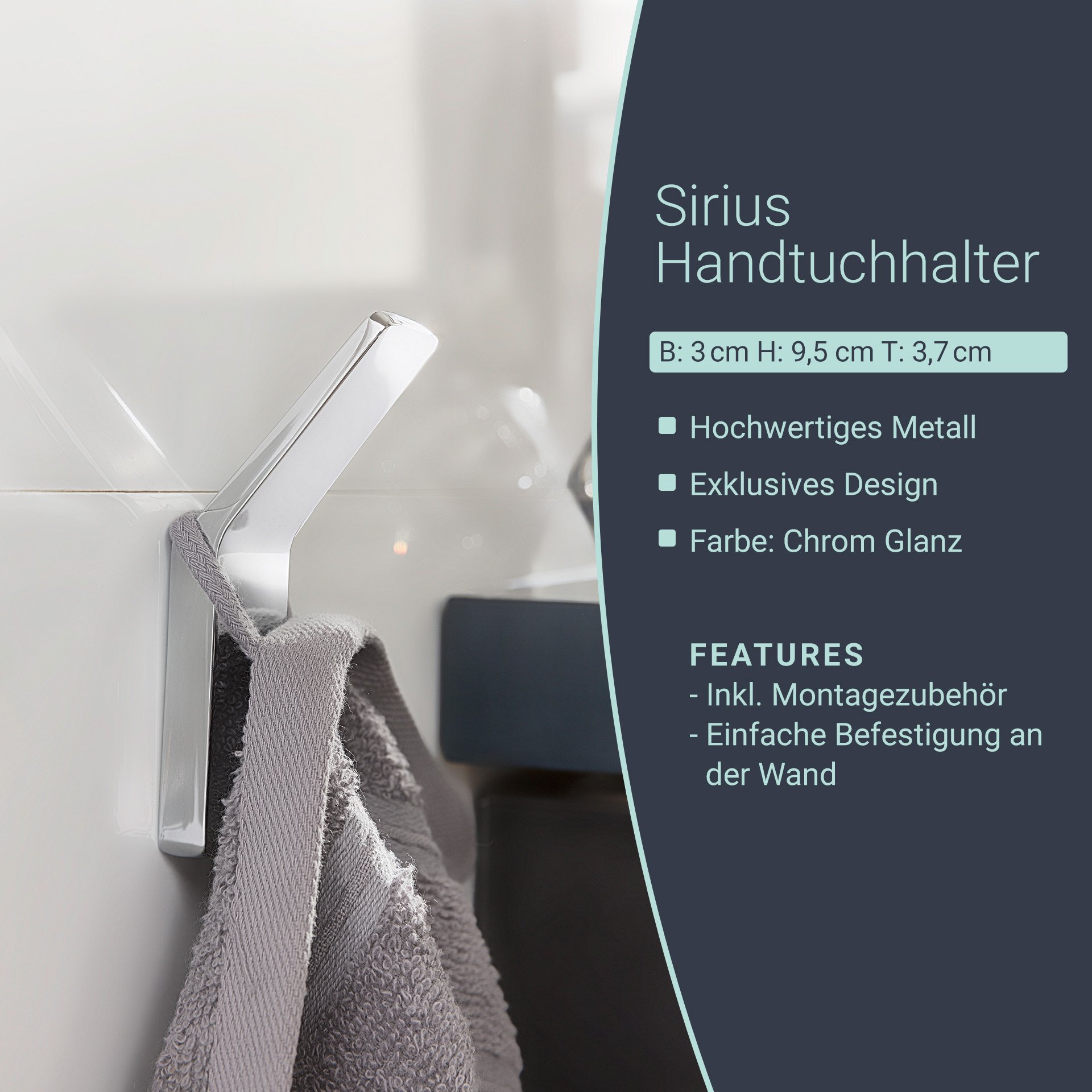 BadeDu SIRIUS Handtuchhaken Chrom