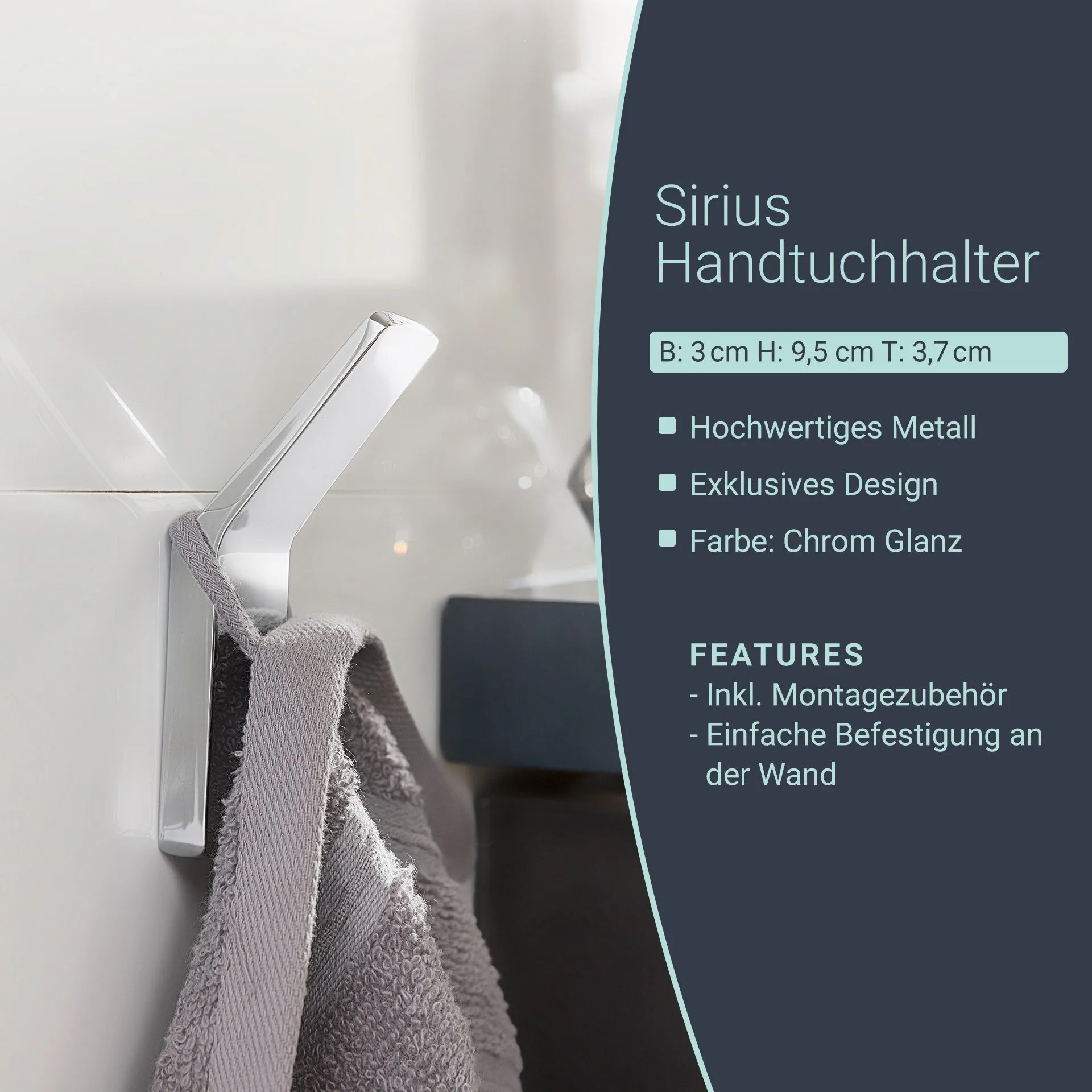 BadeDu SIRIUS Handtuchhaken Chrom
