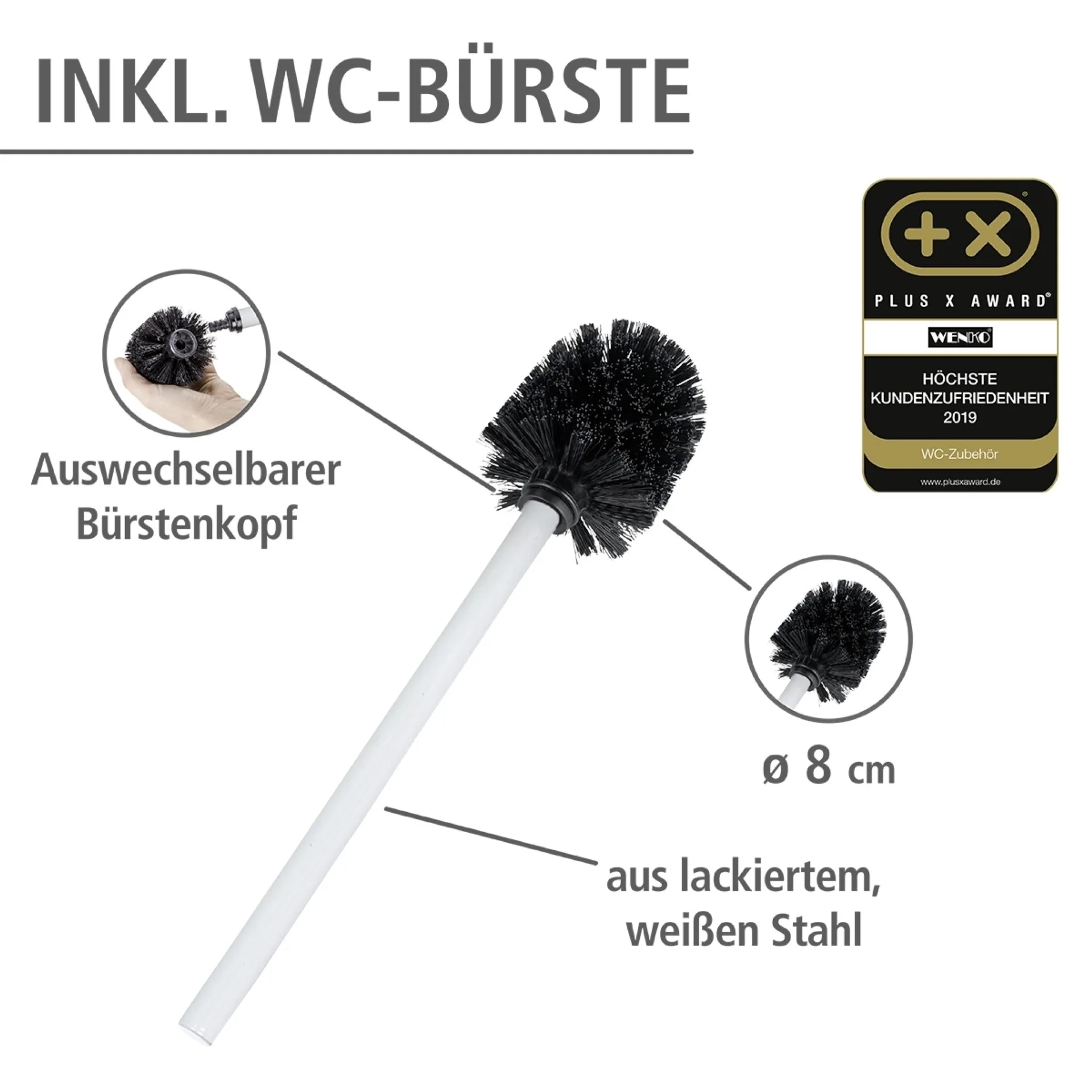 WENKO RIVALTA Toilettenpapierhalter, Weiß, mit WC-Garnitur, stehend