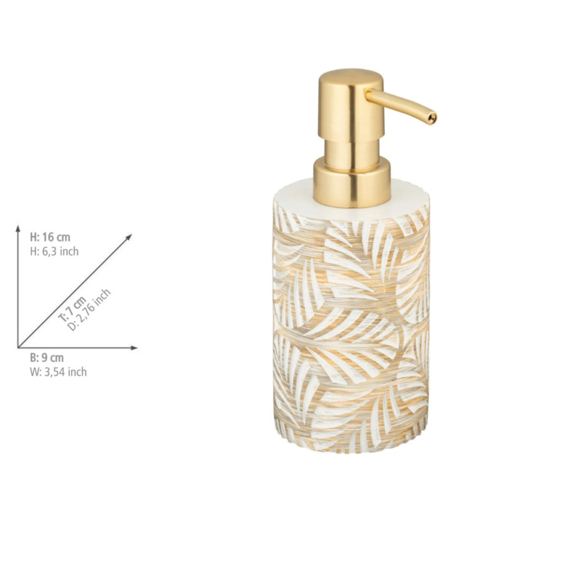 WENKO TERRALBA Accessoire Set, Weiß/Gold, Zahnputzbecher, Seifenspender, Keramik