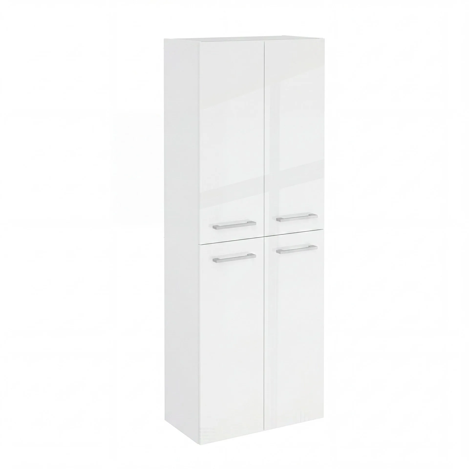 FACKELMANN B.ROUND Doppel Hochschrank 60 cm breit, Weiß, mit Wäschekorb