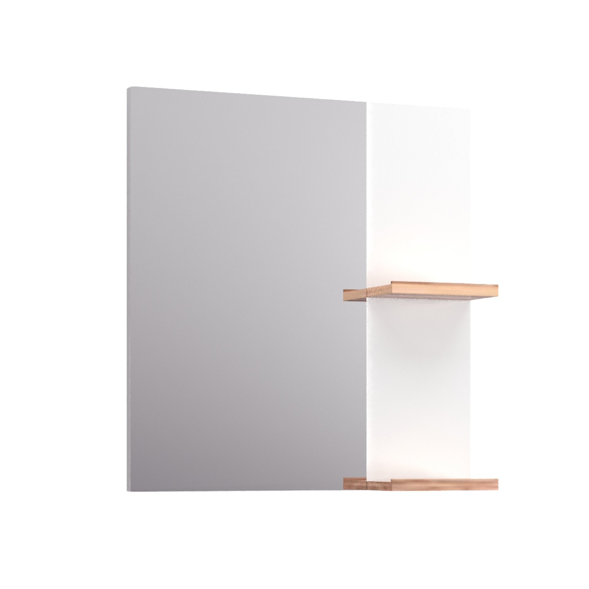 BADEDU HIERA Spiegel 59 cm breit, Weiß, zwei Ablagen