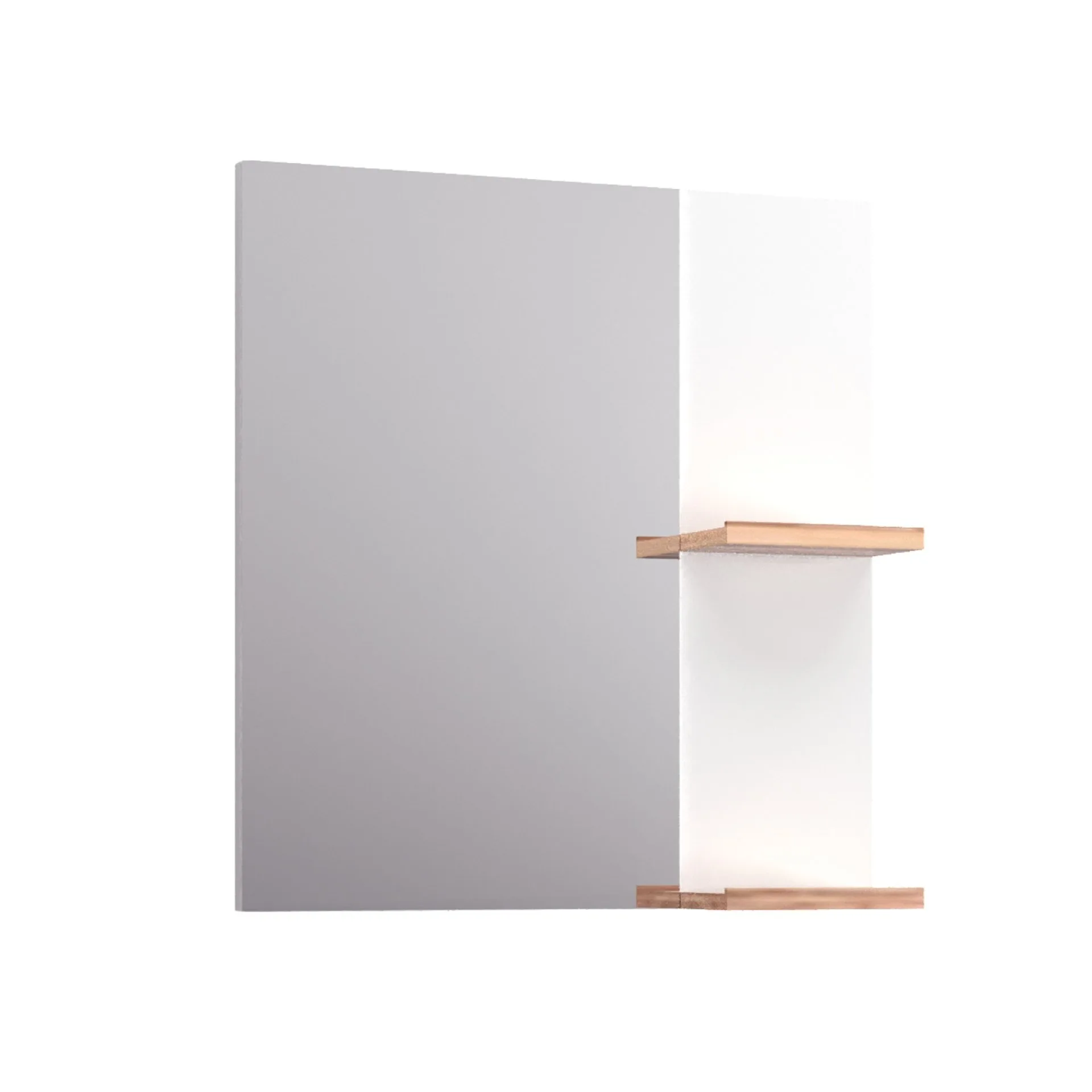 BADEDU HIERA Spiegel 59 cm breit, Weiß, zwei Ablagen