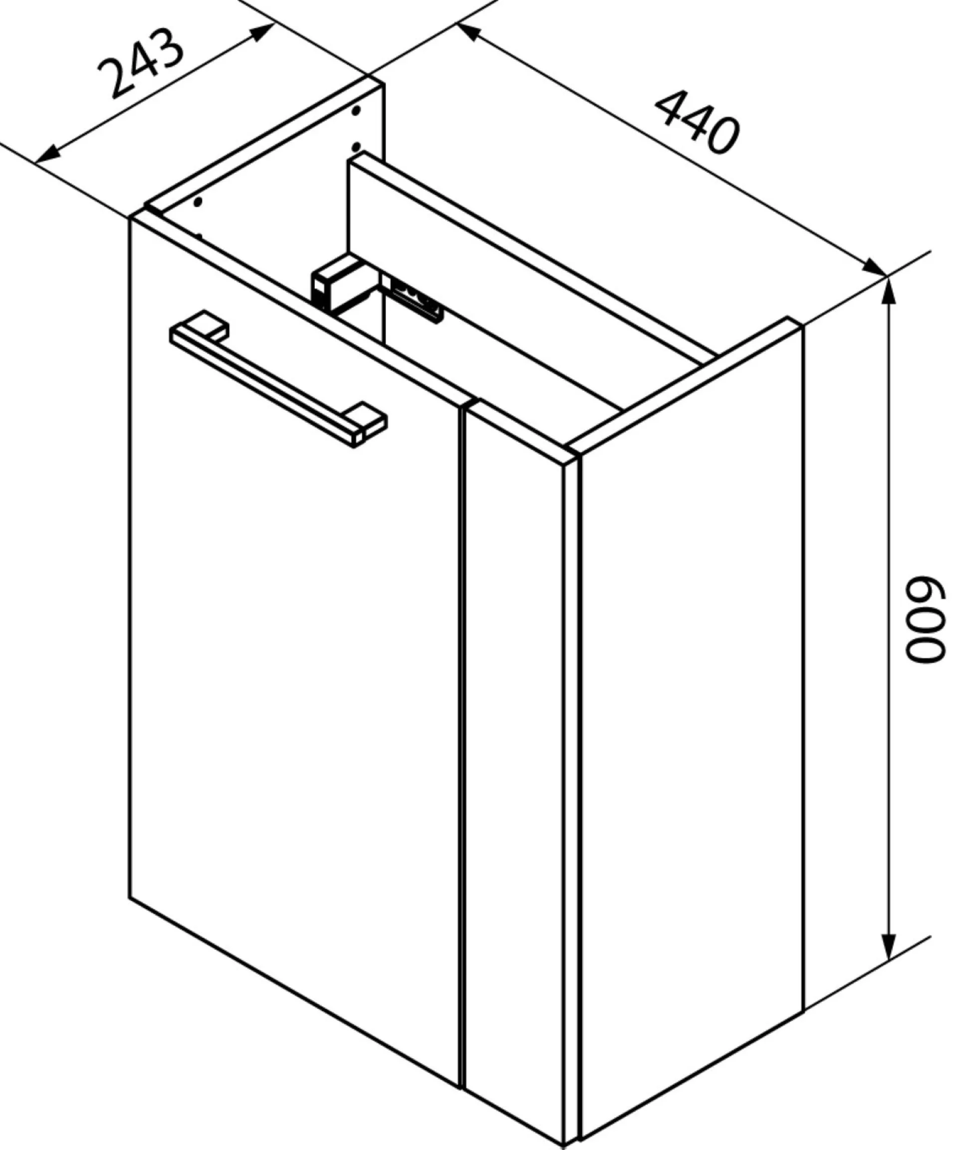 FACKELMANN SBC B.STYLE Gäste WC Waschtisch Set 45 cm breit, Braun/Weiß, Waschbecken Glas Weiß, Türanschlag links