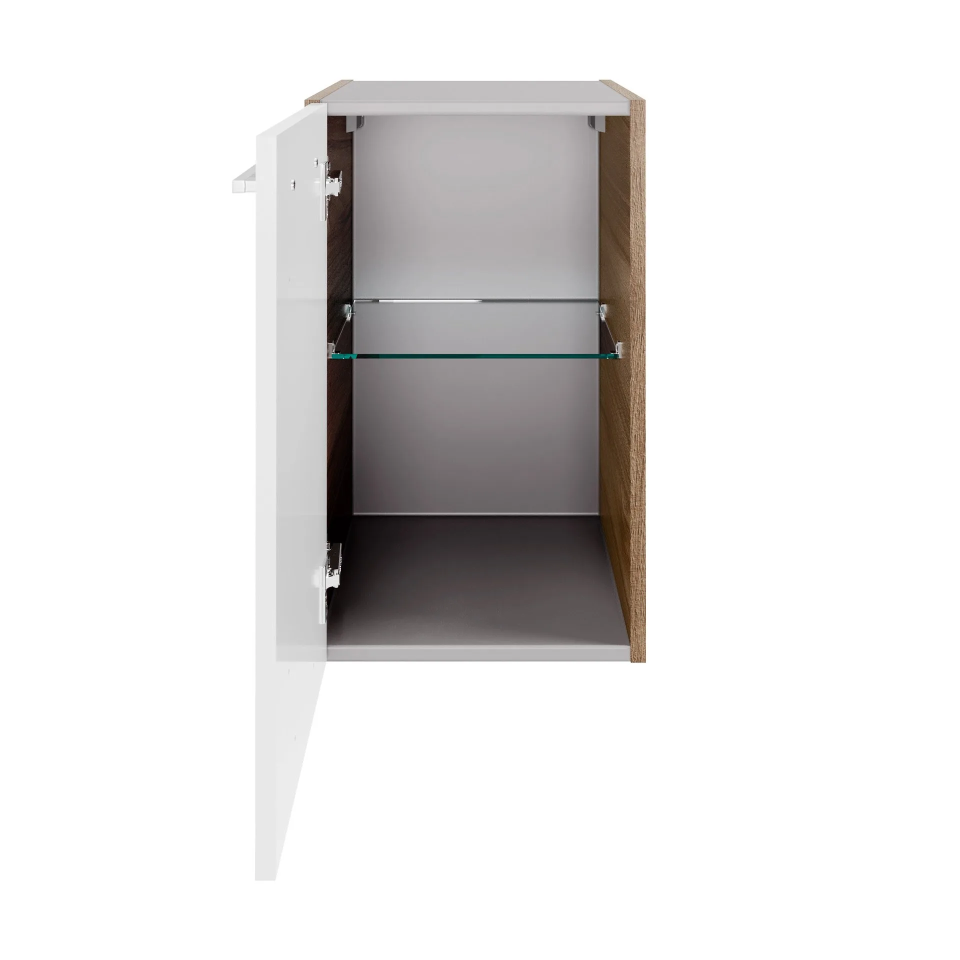 FACKELMANN VERONA Waschbecken mit Unterschrank 115 cm breit, Weiß/Braun Dunkel, Waschbecken Gussmarmor Weiß + Unterschrank Türanschlag rechts