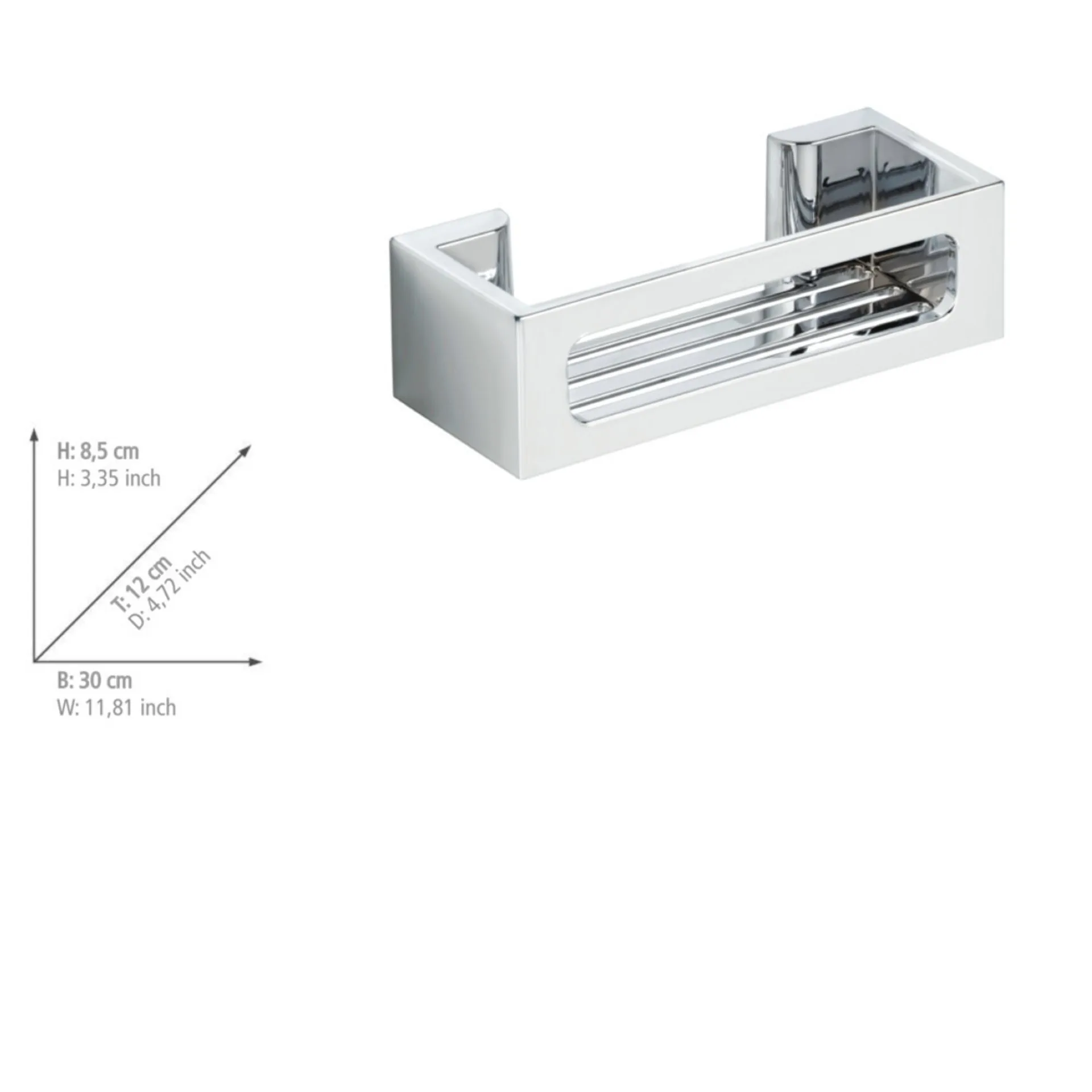WENKO BRALIA Duschablage 30 cm breit, Chrom, Befestigen ohne Bohren