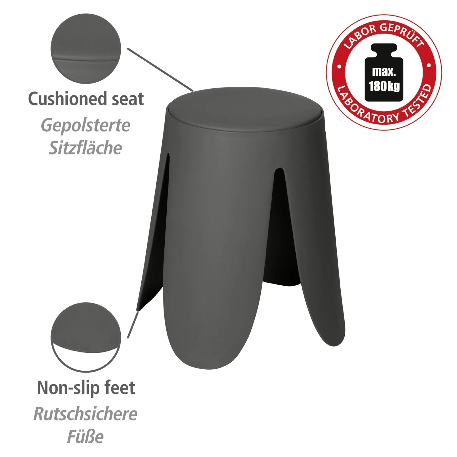 WENKO COMISO Badhocker, Grau matt