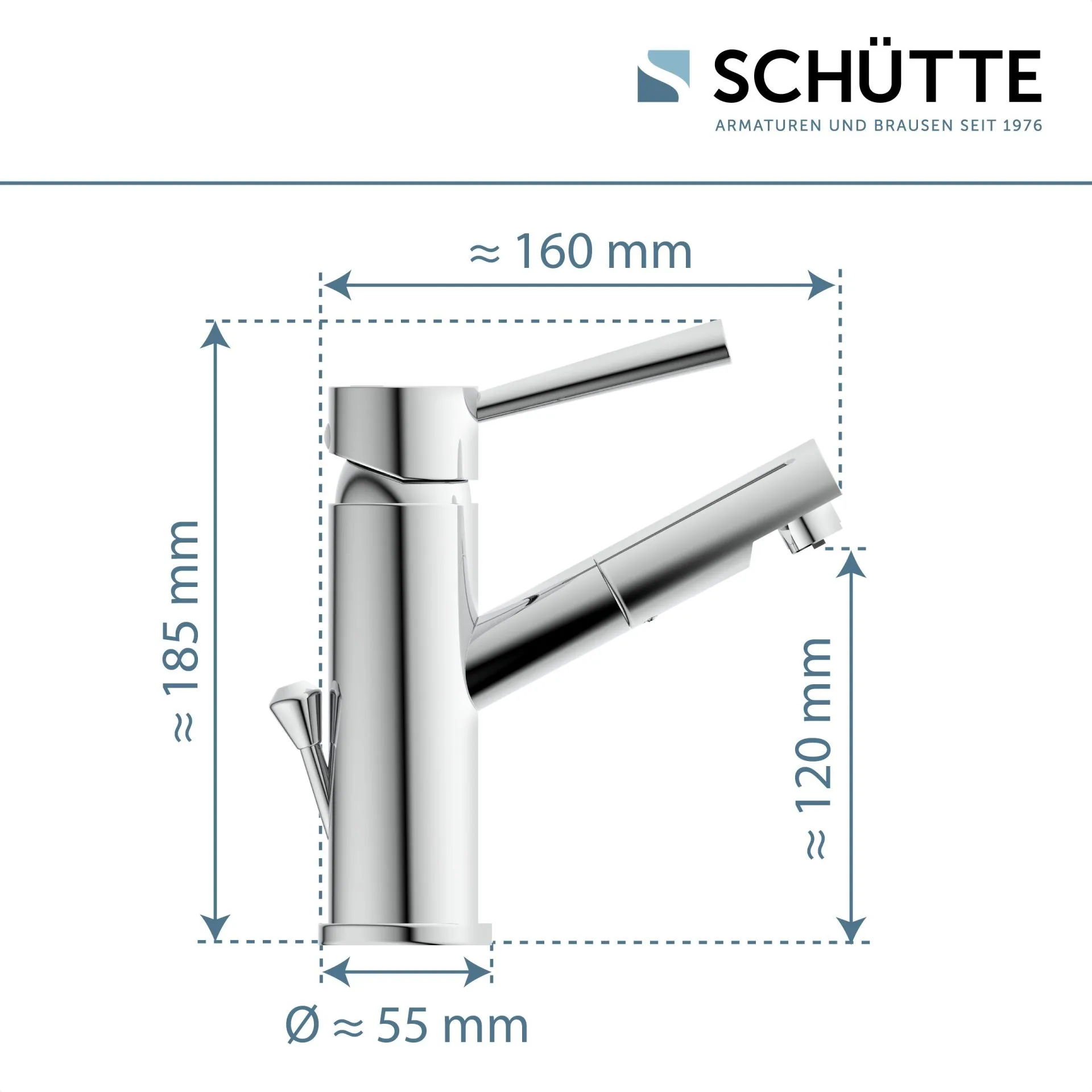 SCHÜTTE CORNWALL Waschtischarmatur, Chrom, Niederdruck