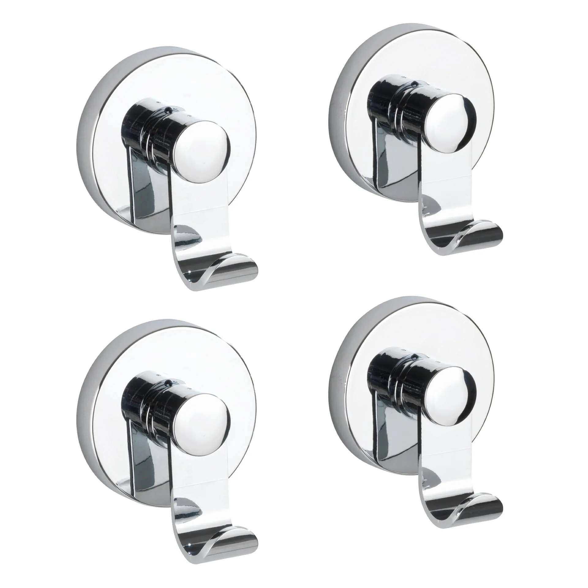 WENKO IRUN Handtuchhaken, Chrom, 4er Set, rund, Befestigen ohne Bohren