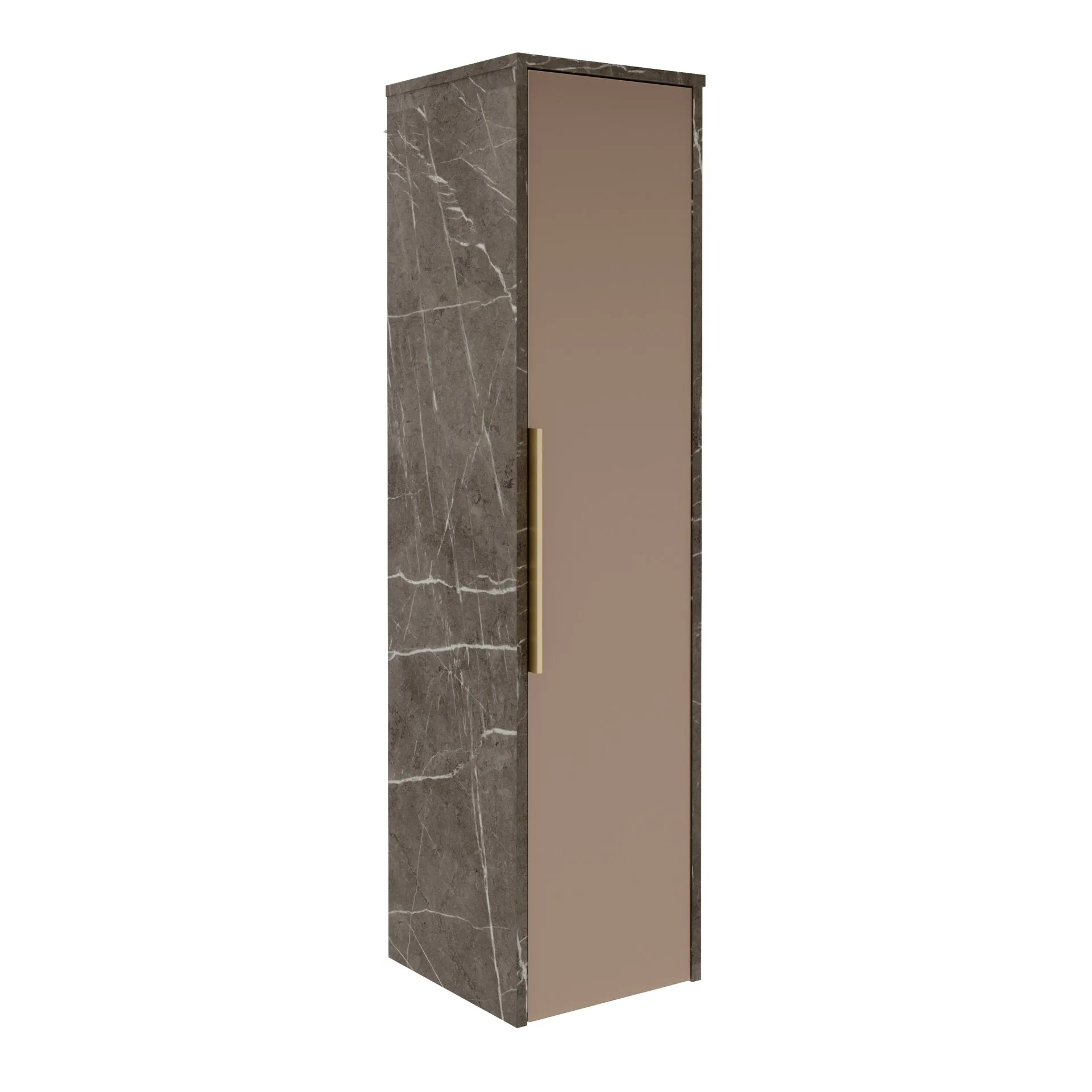 LANZET VIDRO Midischrank 30 cm breit, Braun/Marmor, Grau Türanschlag rechts